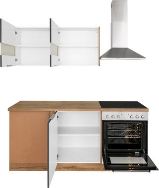 Kochstation Küche KS-Luhe, Stellbreite 240x180 cm, wahlweise mit oder ohne E-Geräten, MDF-Fronten