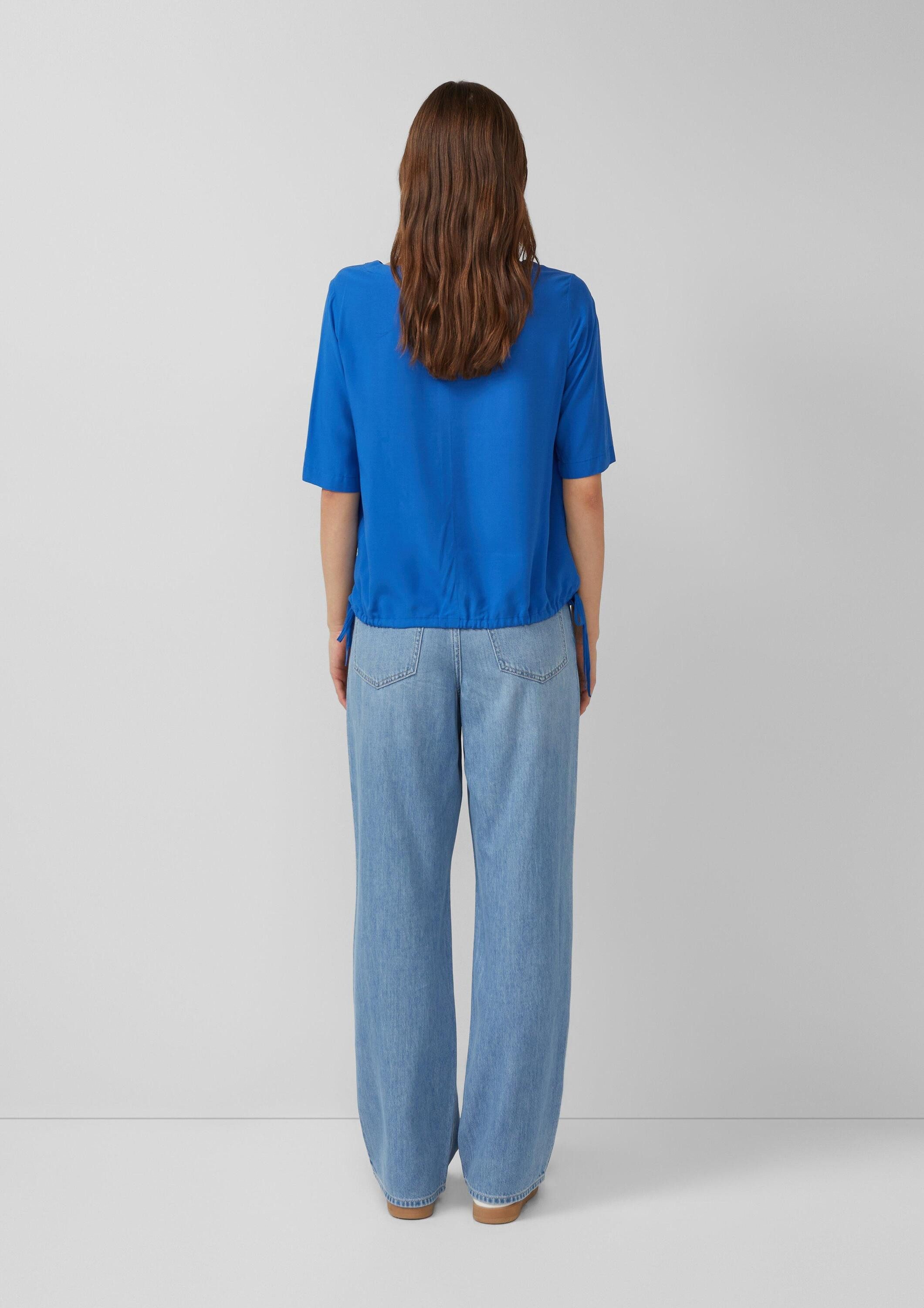 s.Oliver Kurzarmbluse Bluse Shirt-Bluse mit verstellbarem Saum