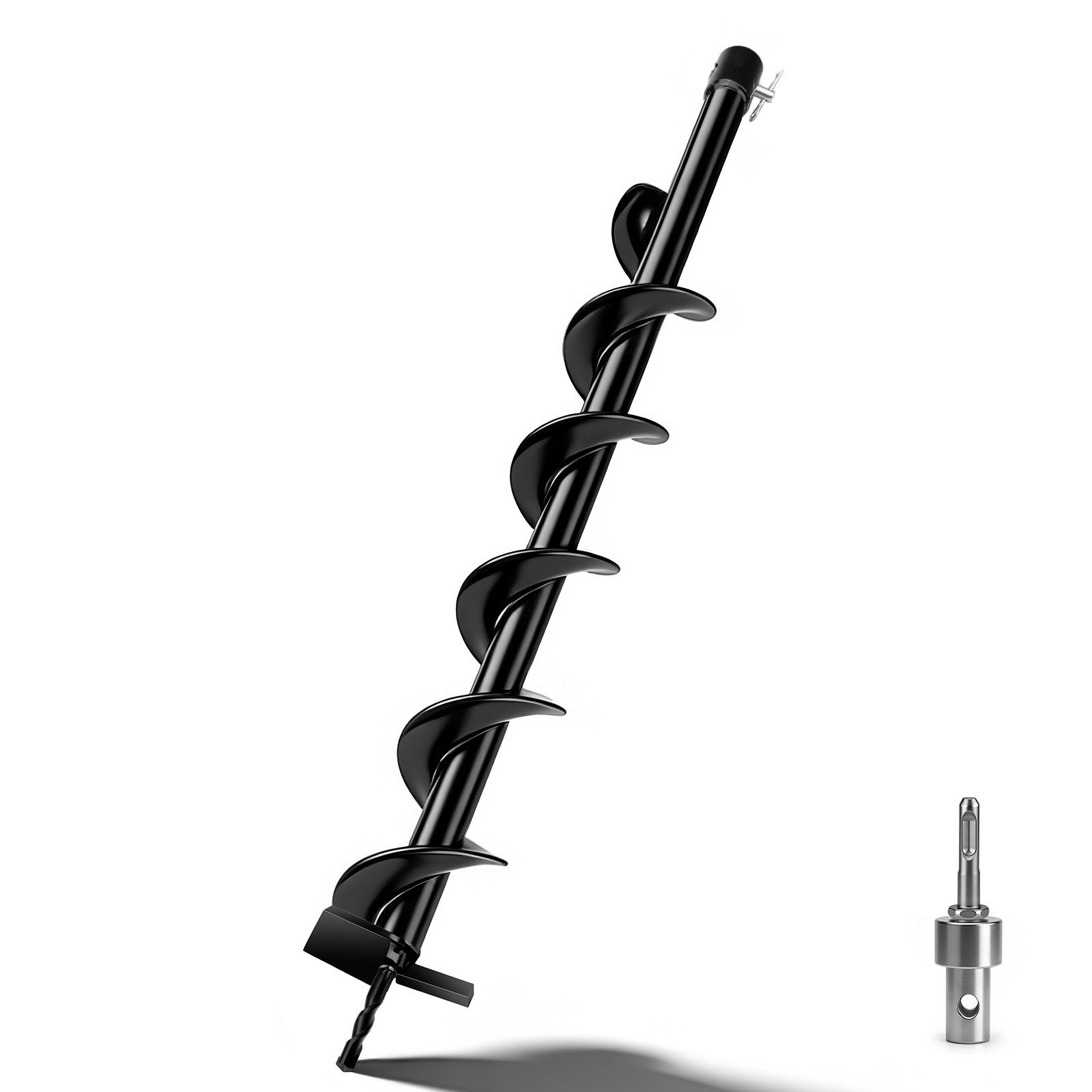XERSEK Erdbohrer mit SDS-Plus, 80cm Manganstahl Erdlochbohrer Schnecke, (8cm Bohrgerät Aufsatz, Erdungsstab 0,6–2,6 m), Zum Bohren, Tiefgraben und Fundamente in mittleren bis leichten Boden
