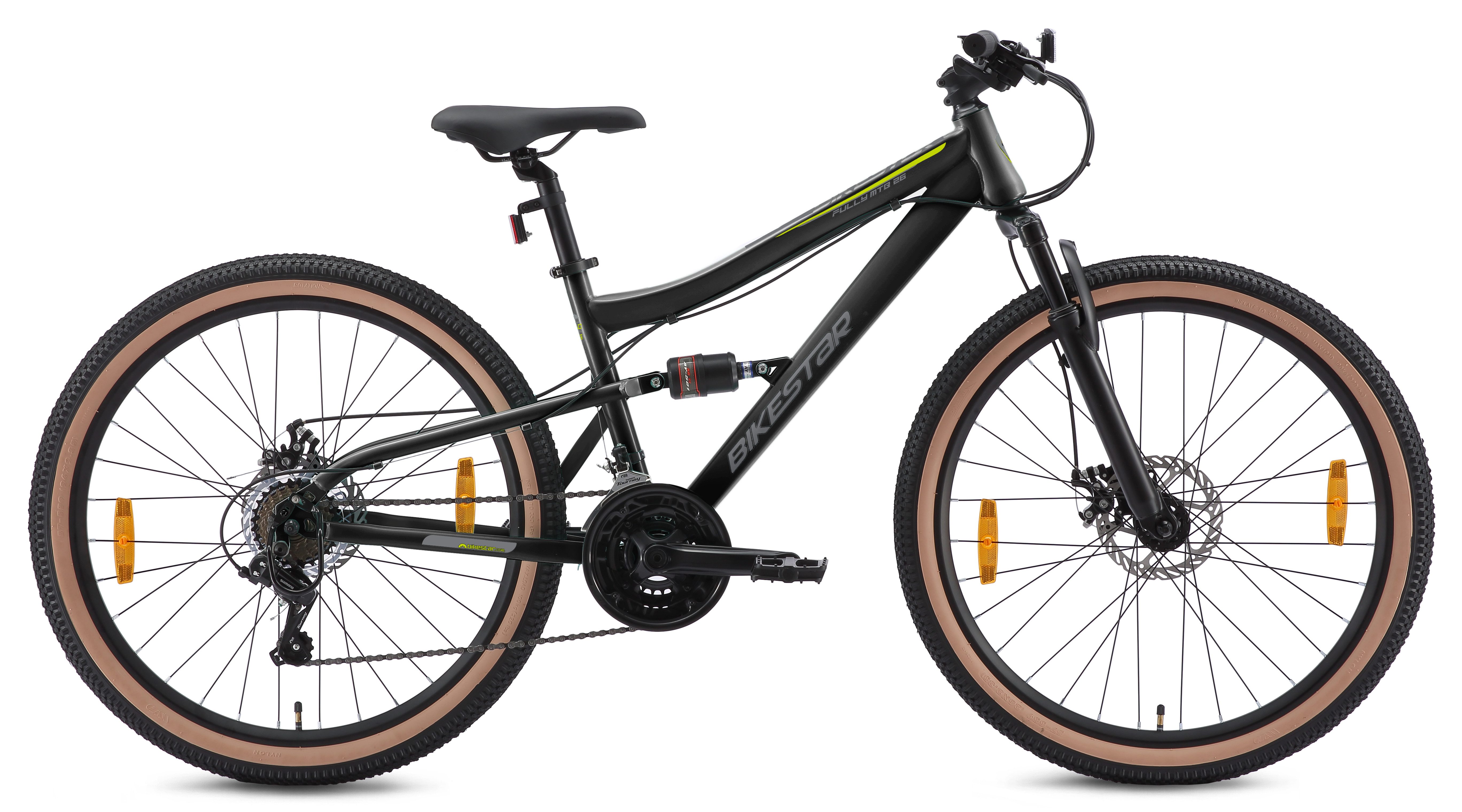 Bikestar Mountainbike, 21 Gang Shimano RD-TY300 Schaltwerk, Kettenschaltung, für Damen und Herren, Kettenschaltung