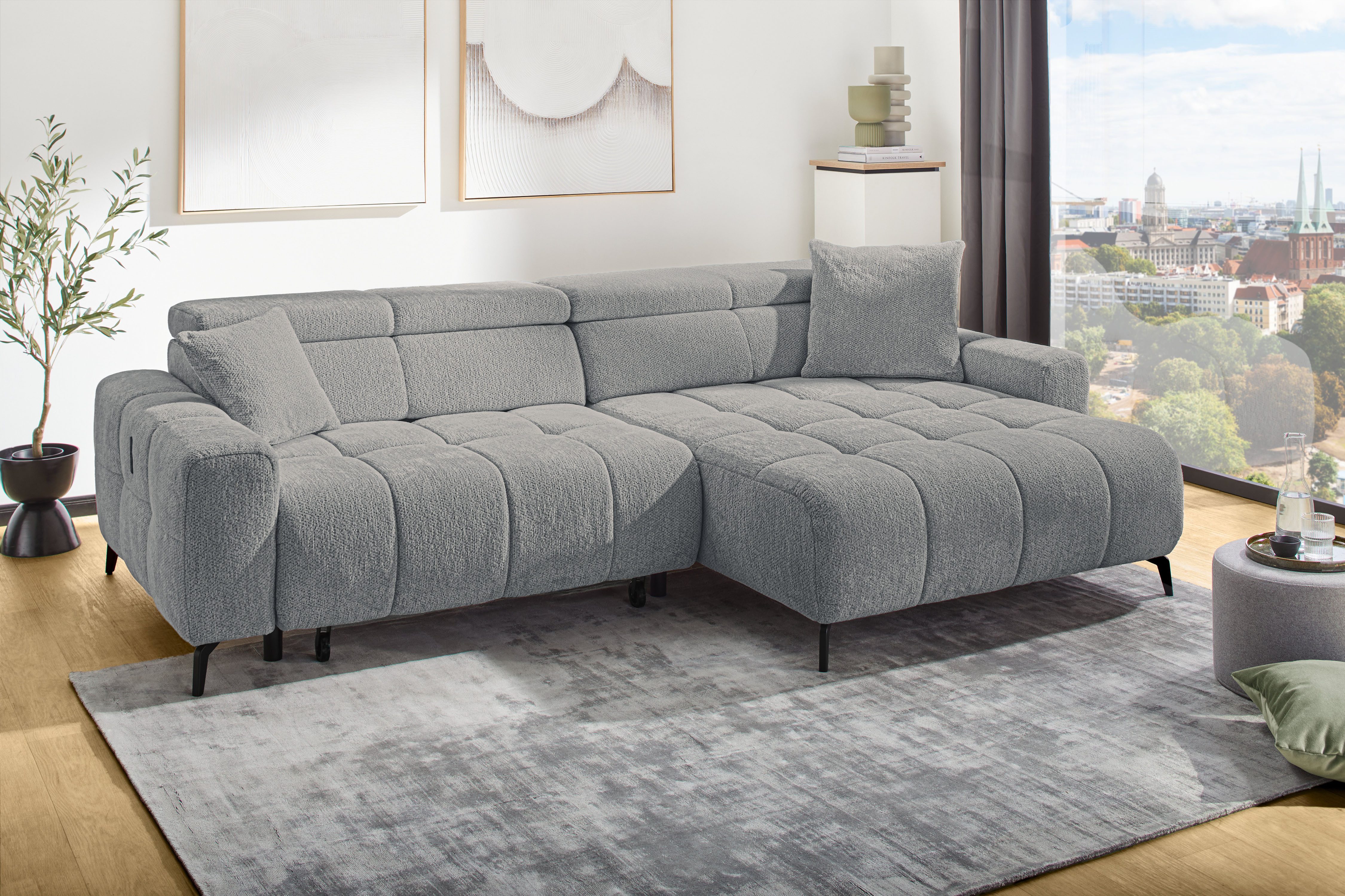 Jockenhöfer Gruppe Ecksofa Racer L-Form, B: 290 cm, 60 cm elektrische Sitztiefenverstellung, USB-Ports, Kopfstützen verstellbar, …