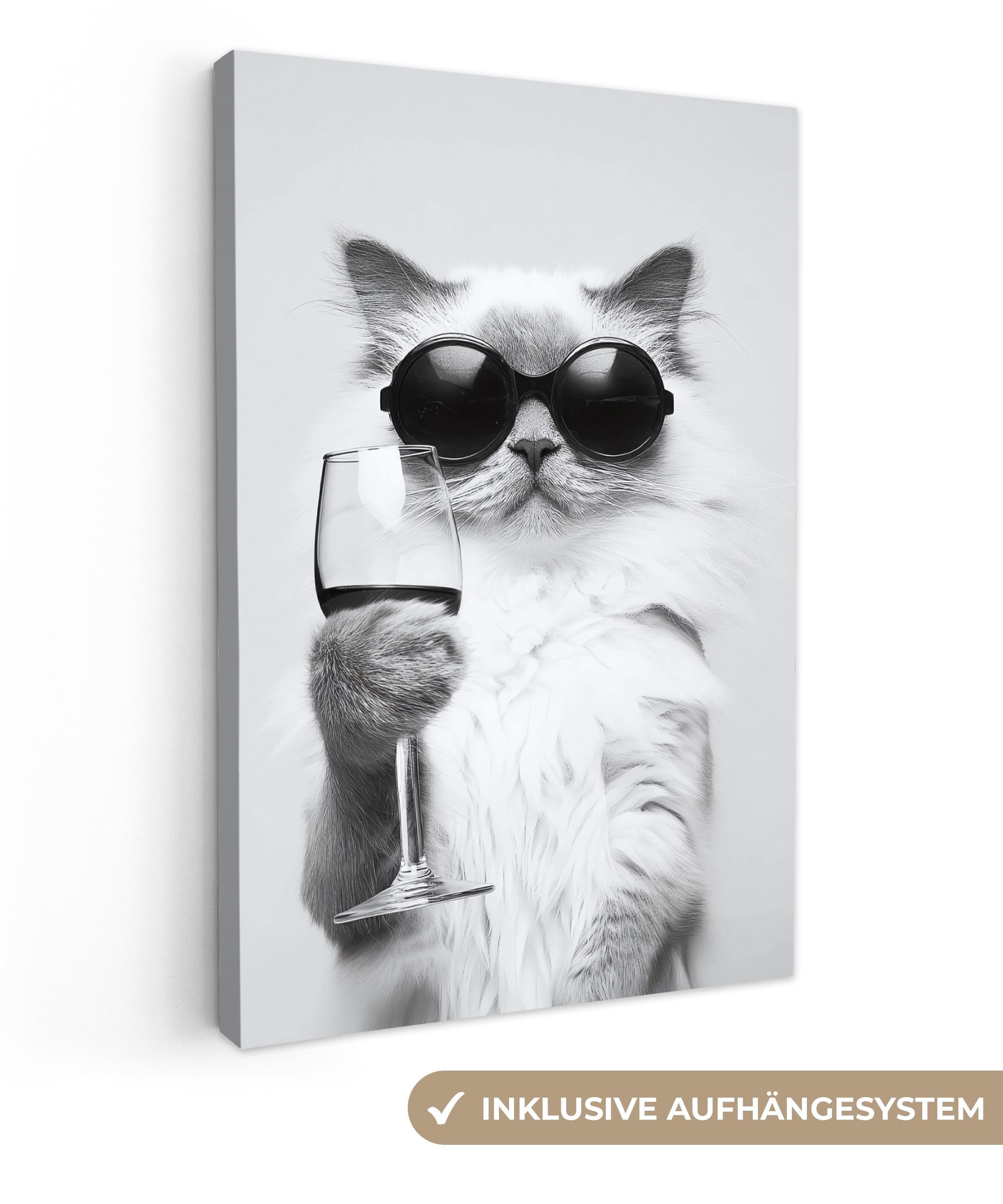 OneMillionCanvasses® Leinwandbild Katze - Sonnenbrille - günstig online kaufen
