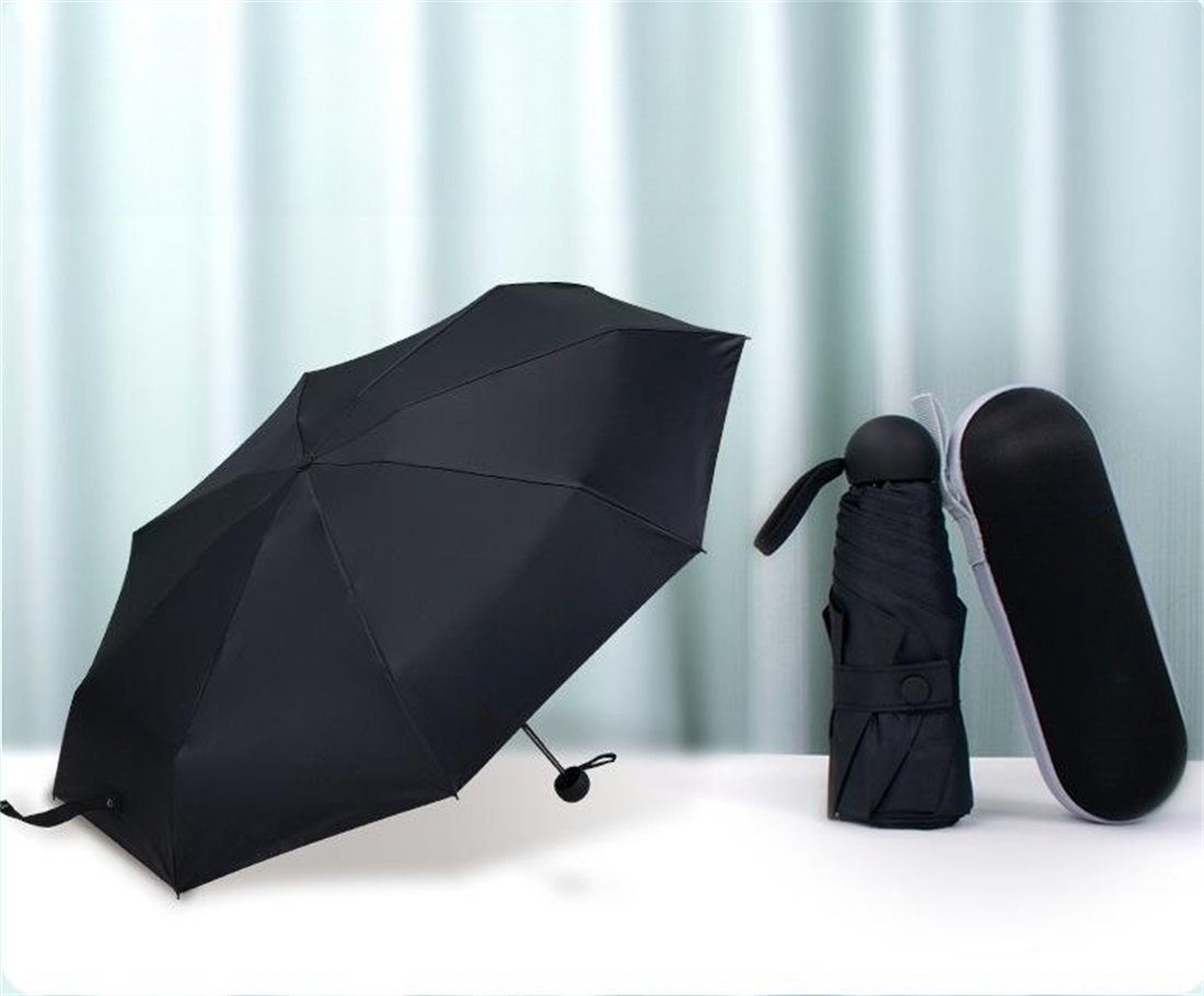 YOOdy~ Taschenregenschirm Taschenschirme damen sonnenschirm Sonnenschutz Mini Regenschirm, UV-Schutz für schützt vor Sonne und Regen winzig klein für unterwegs Schwarz