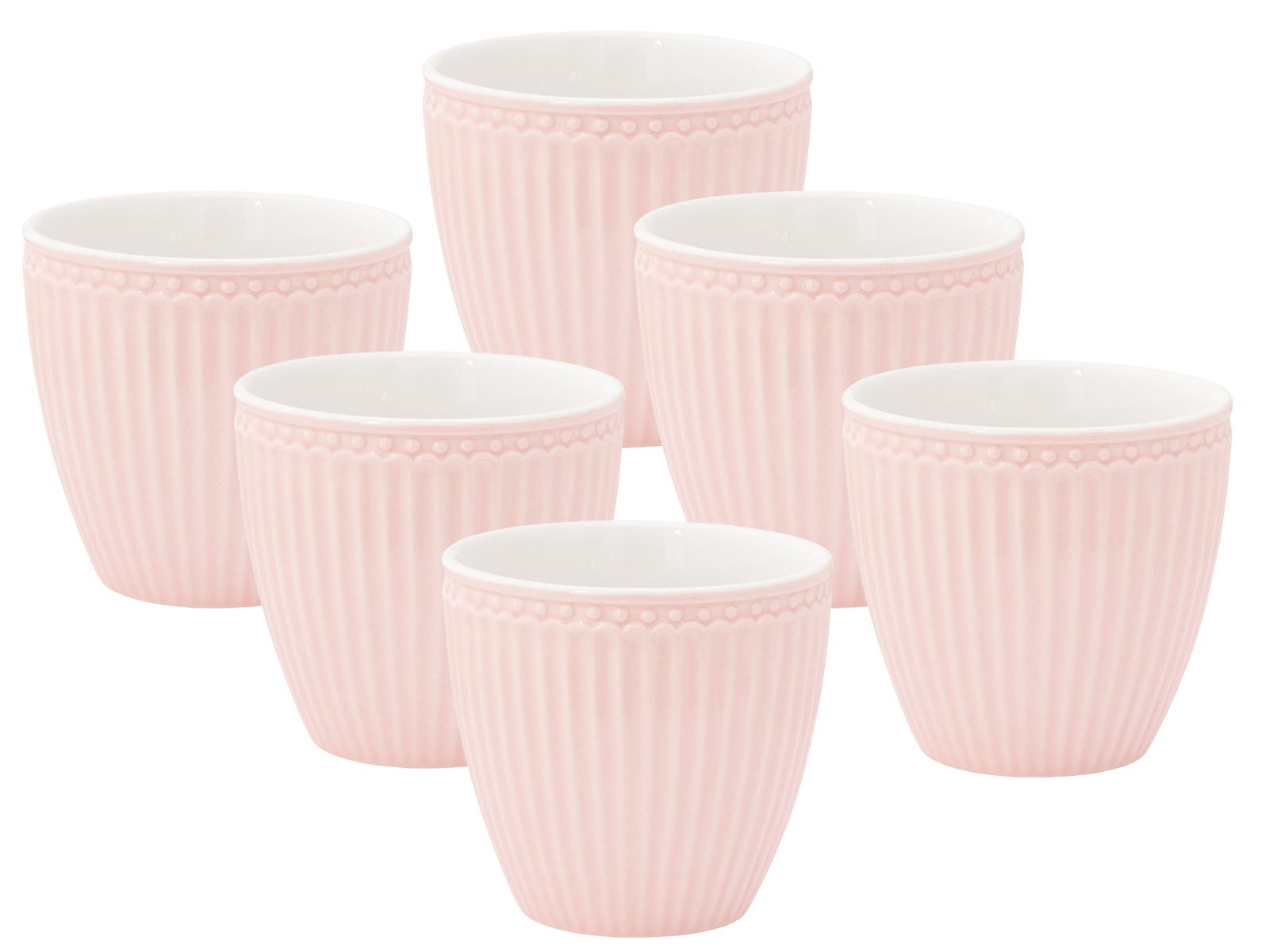 Greengate Kaffeeservice Alice Latte Cup pale pink 0,25 l Set6, Steingut