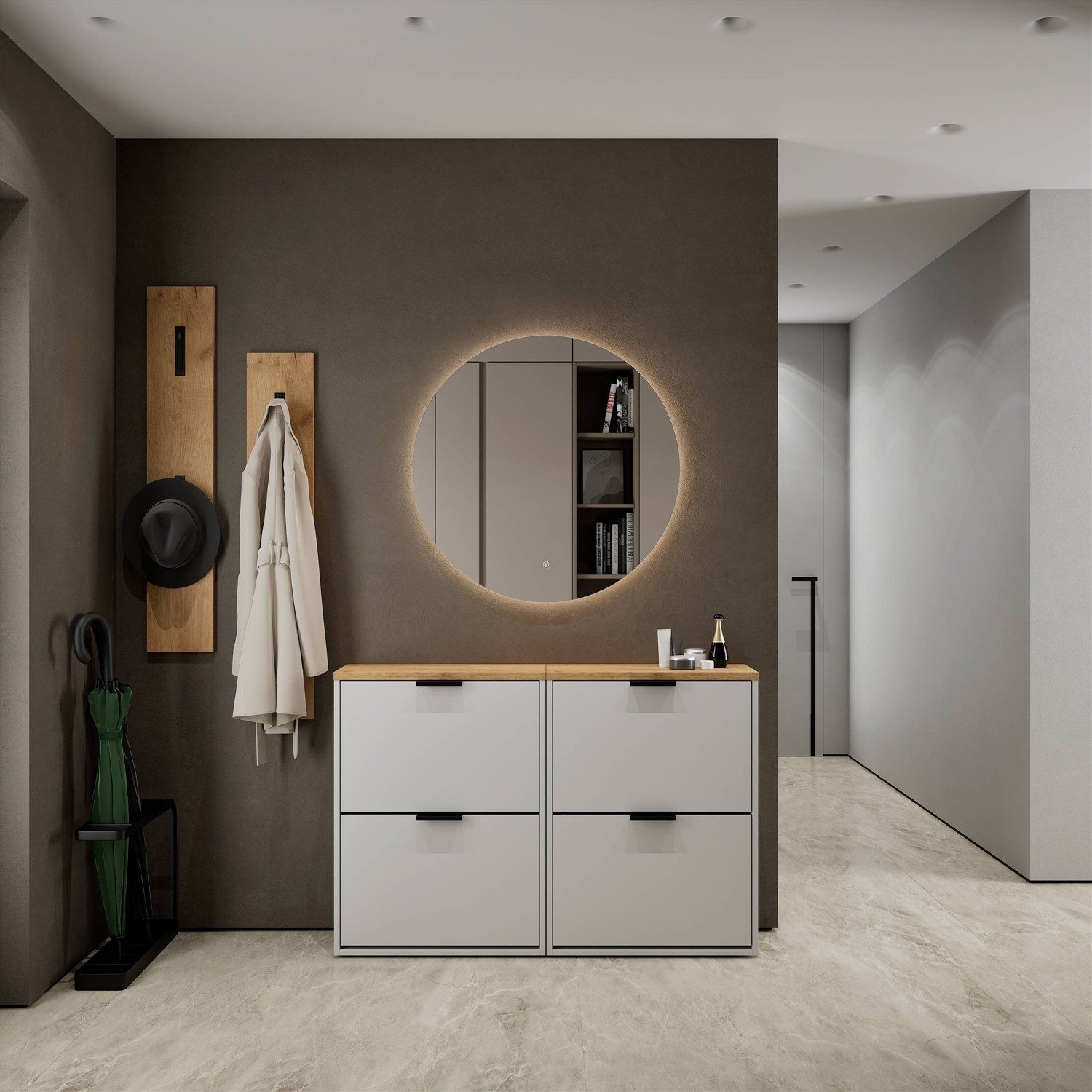 Planetmöbel Schuhschrank Flur Möbel Schuhrank, verschiedene Farben (Schuhschrank für Flur & Garderobe, Wandmontage oder Bodenstehend) passend für 8-12 Paar Schuhe je Schuhkipper