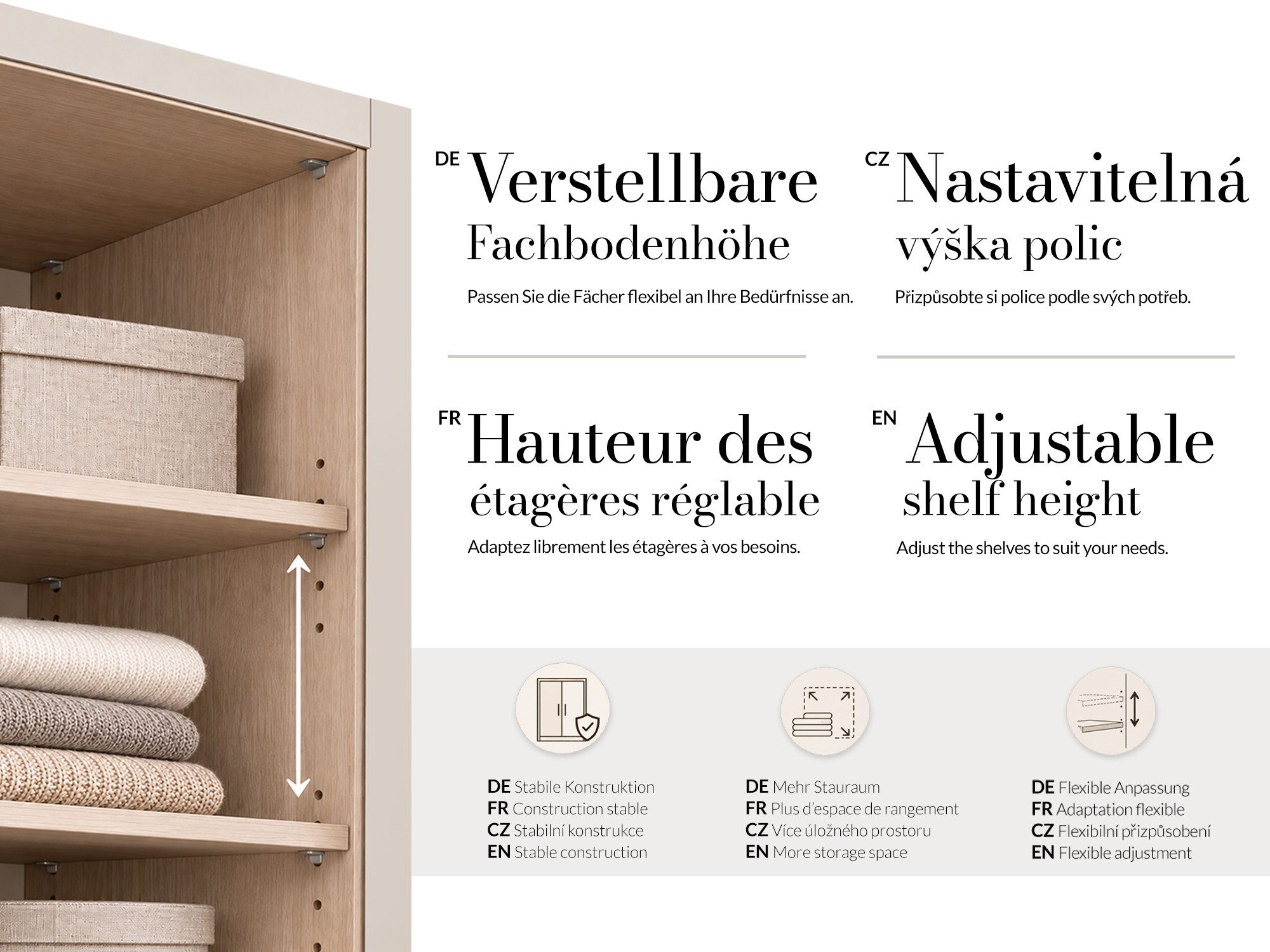 Beautysofa Kleiderschrank Moderner stilvoller eleganter Kleiderschrank mit Schiebetür HELIOS (Moderner Schwebetürenschrank mit Lamellen, Kleiderschrank) In vers – Bild 5 von 5