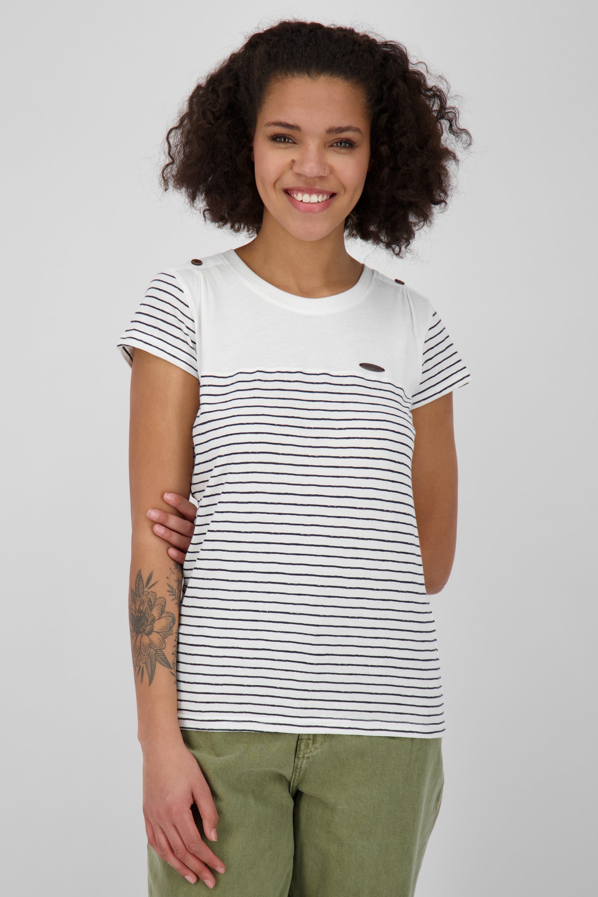 [Dies ist ein supergünstiger Versandhandel] Alife & Kickin Rundhalsshirt white Z Shirt Damen LioAK