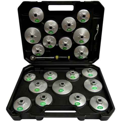 PeTools Steckschlüssel 23tlg Ölfilter-Schlüssel, Ölfilterkappen, Ölfilter-Glocken aus Alu-Druckguss (23 St)
