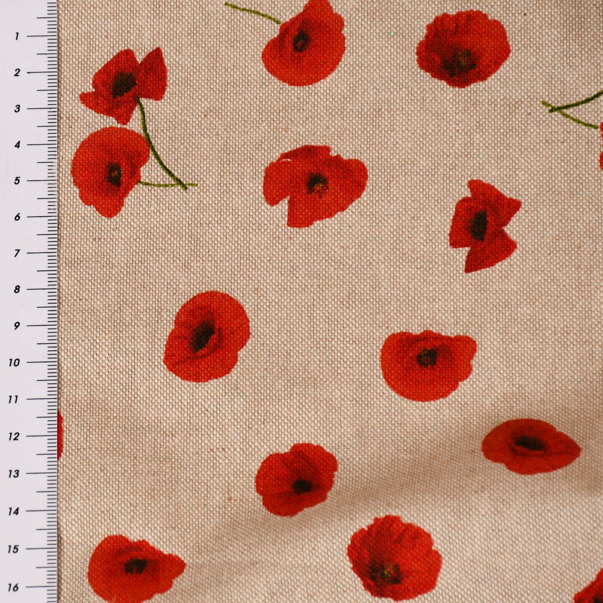 Tischläufer Mohnblüten LEBEN. Poppy SCHÖNER Tischläufer natur Flower SCHÖNER rot, handmade LEBEN.