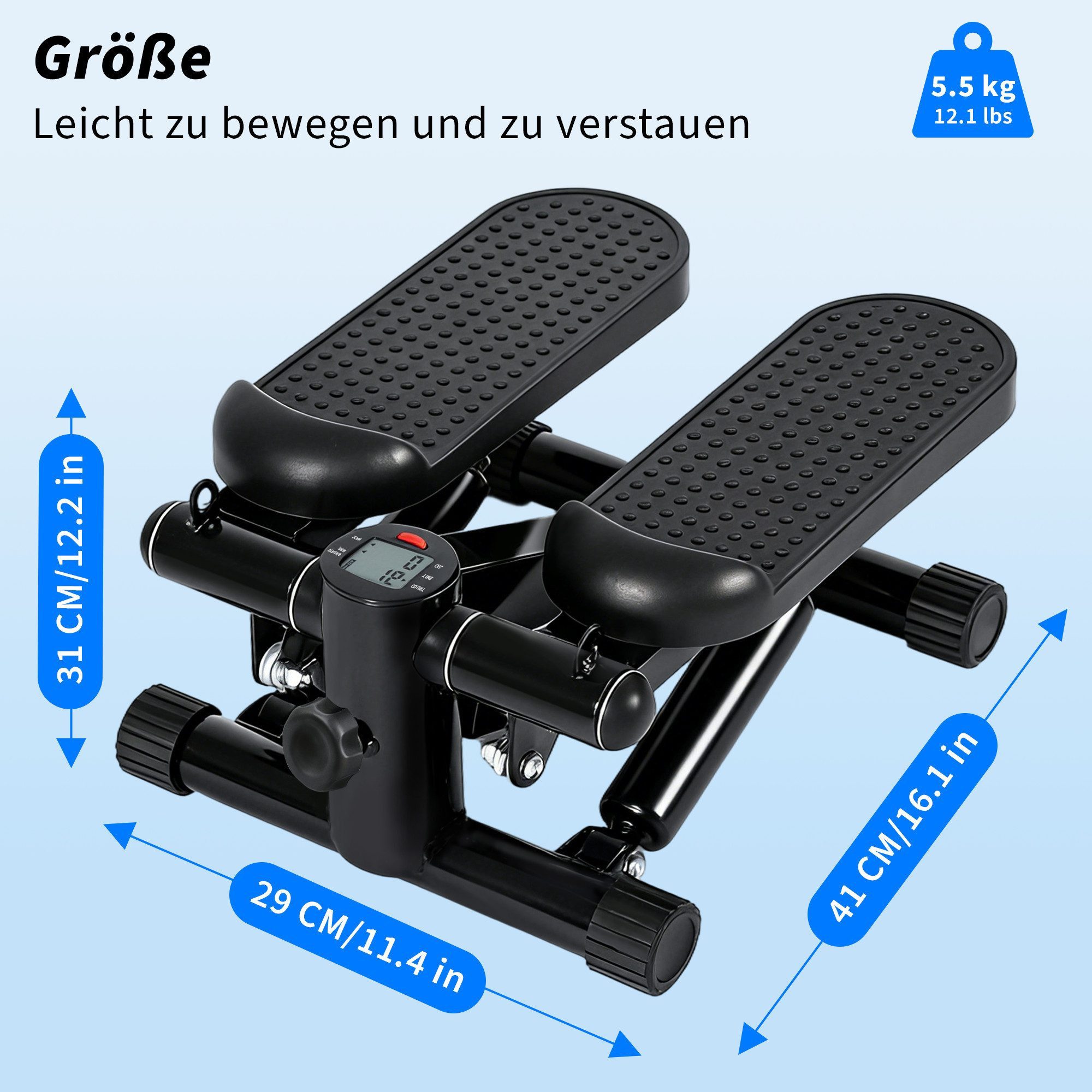 ZMH Ellipsentrainer für Zuhause -Mini Stepper mit Power Ropes & LCD-Display, für Beine & Arm - Einstellbar - Fitness Exercise Home Office
