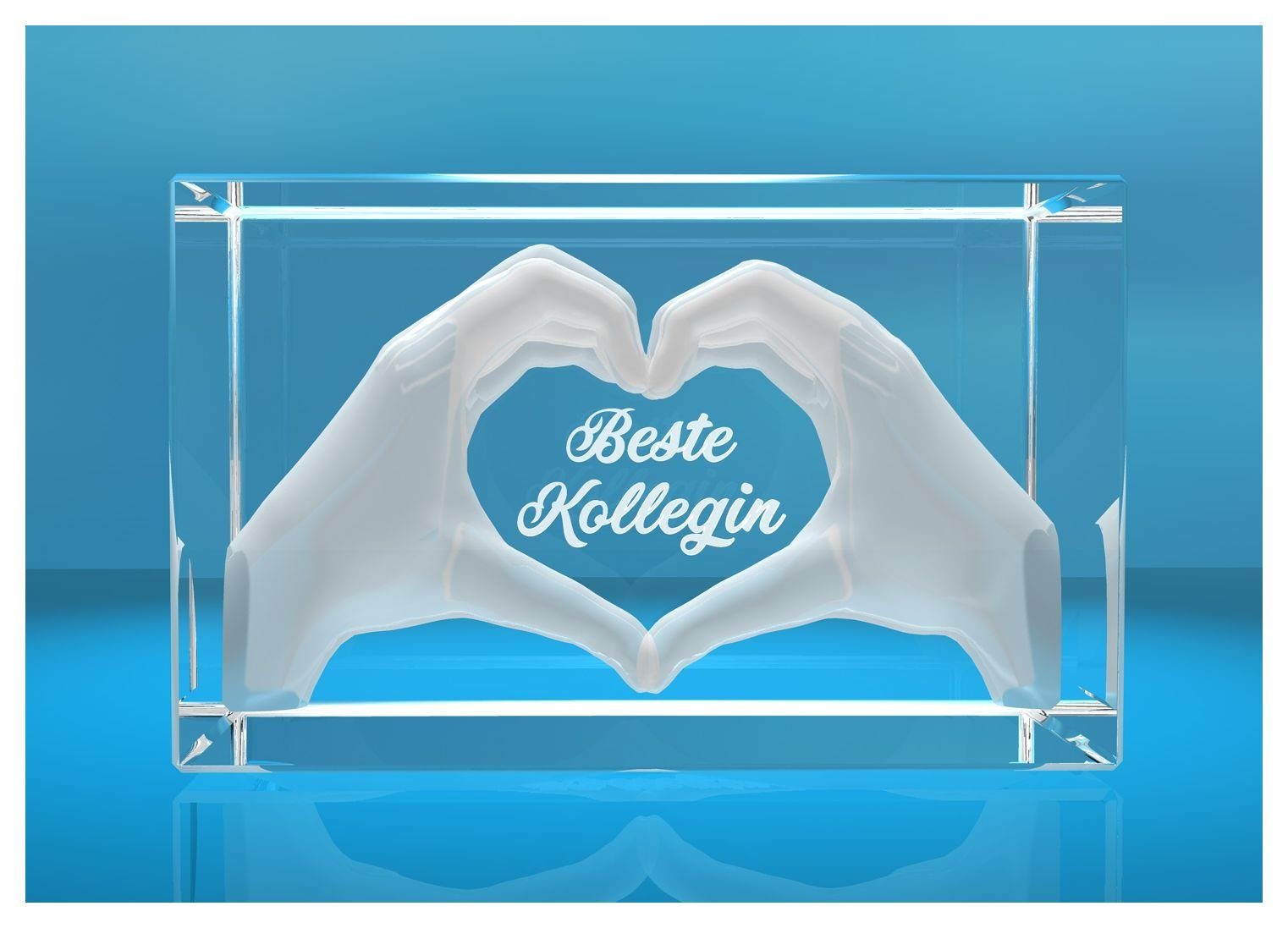 VIP-LASER Dekofigur 3D Glasquader Germany, I mit Made Händen Text: I Geschenkbox, Kollegin, aus Familienbetrieb Hochwertige Herz in Gravur Beste