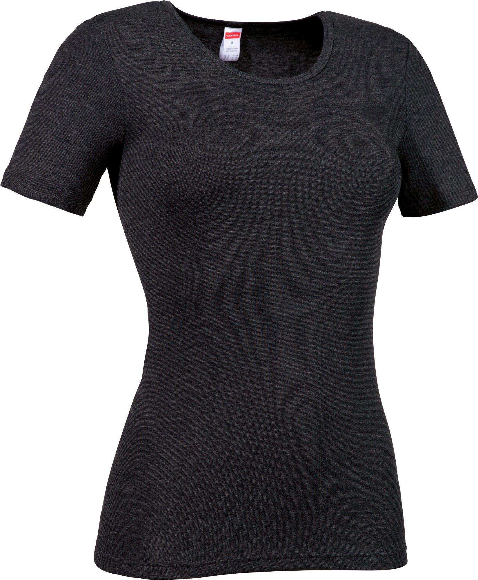 conta T-Shirt Damen-Thermo-Unterhemd, 1/2-Arm Feinripp Streifen schwarz