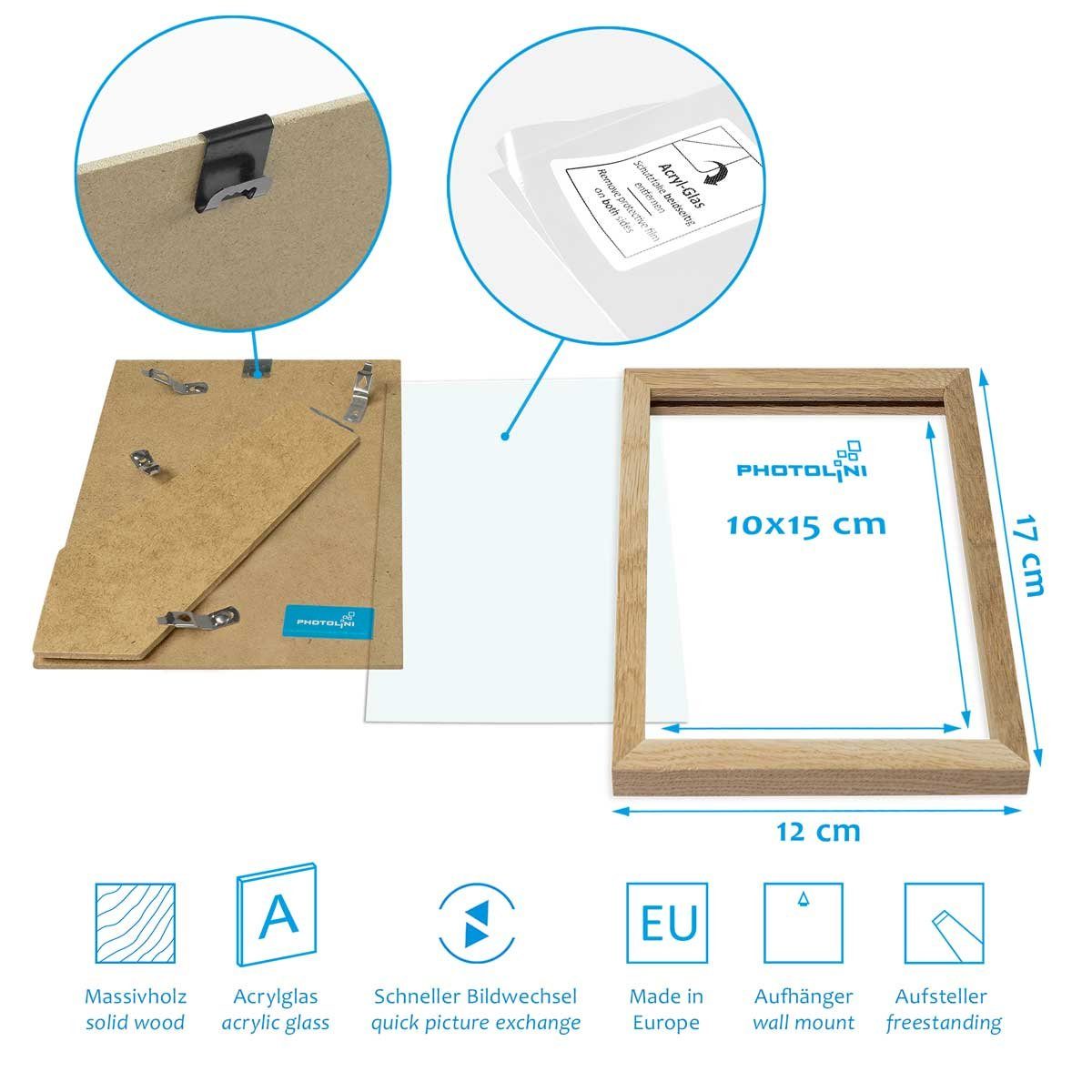 PHOTOLINI Bilderrahmen 2er Set Massivholz-Rahmen Modern Zeitlos mit Acrylglasscheibe, für 2 Bilder (2er Set)