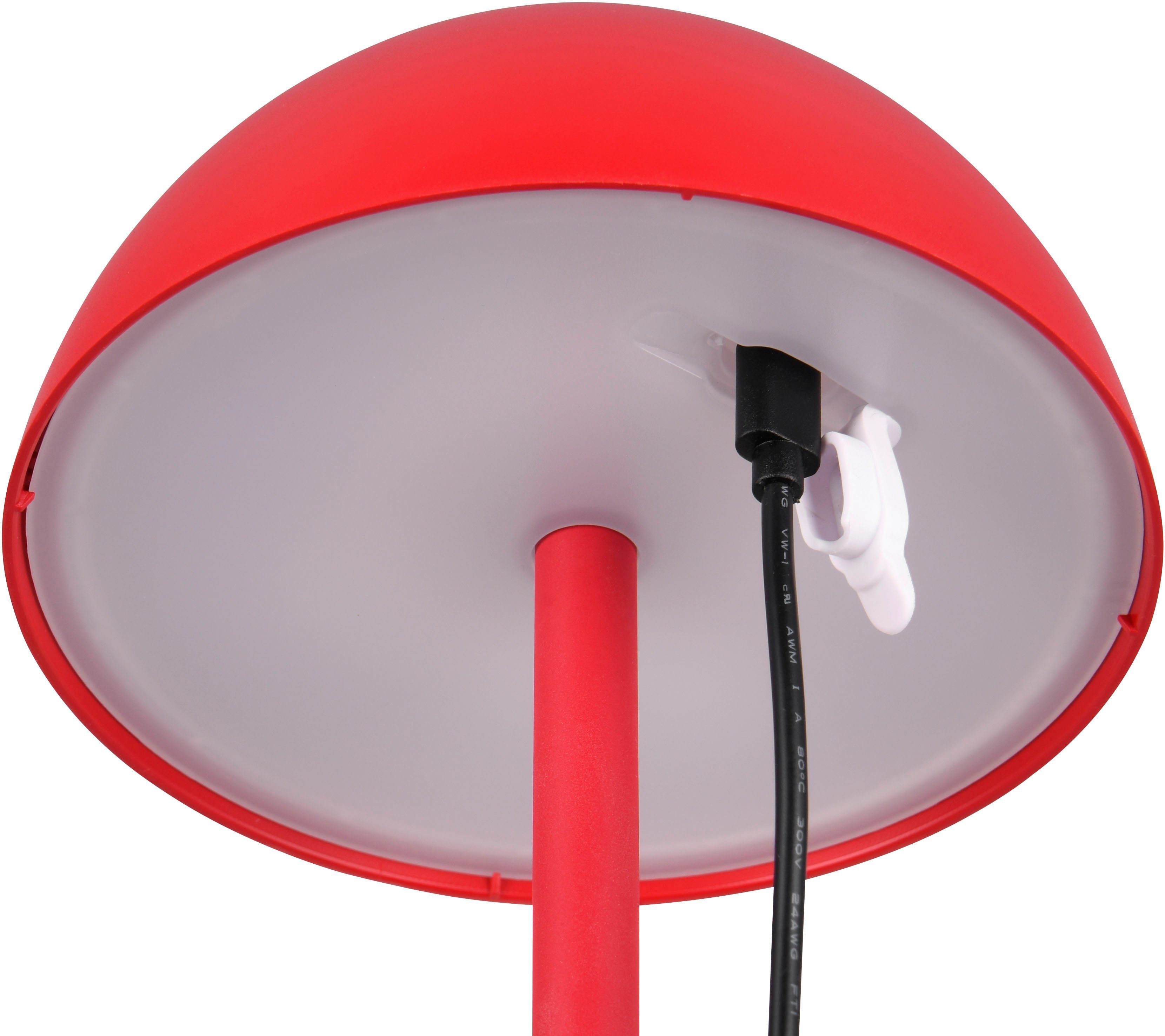 my home LED Außen-Tischleuchte Abbey Tischleuchte (Stück), Dimmfunktion, USB-Ladefunktion, LED fest integriert, Warmweiß, Outdoor Akku Tischlampe Pilzdesign, USB-C, 4-fach Touch Dimmer, IP54