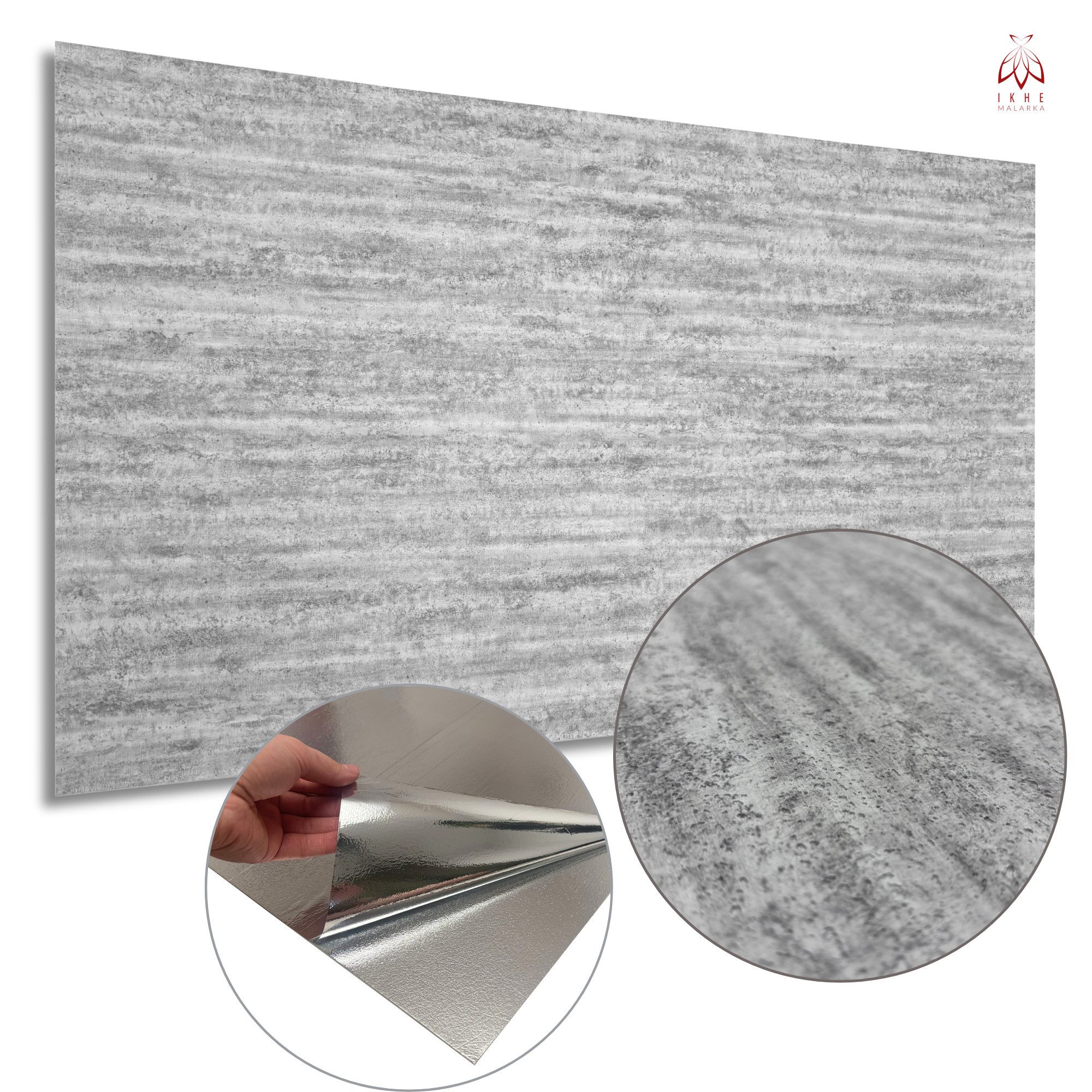 IKHEMalarka Wandpaneel Lamellen Selbstklebend 100x60 cm – PVC + PE-Schaum, 2,8 mm, Betonoptik, BxL: 60x100 cm, 0,6 qm, (1 Paneel = 100 × 60 cm (0,60qm) Tapete Marmor Struktur