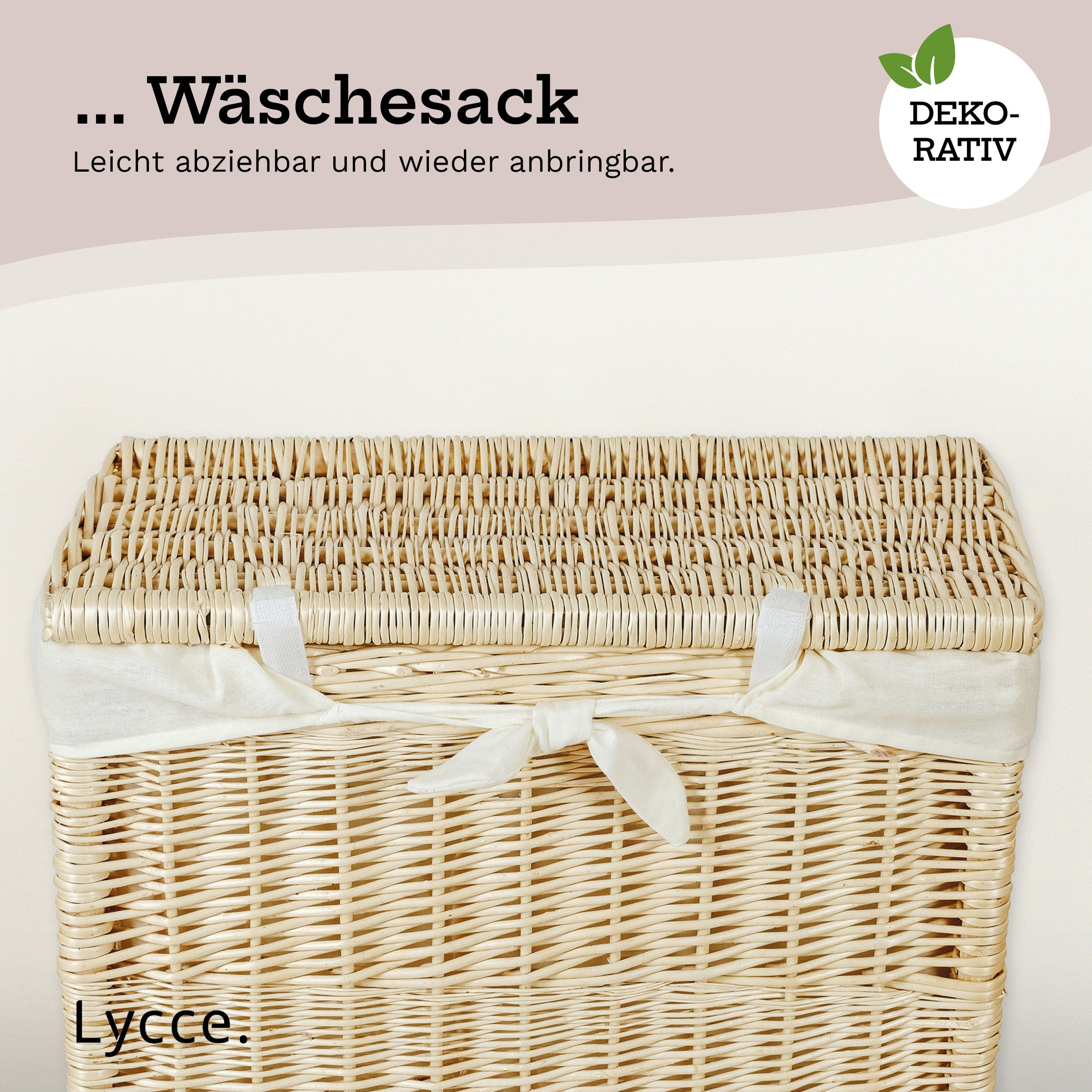 animal-design Wäschekorb, Weide-Wäschekorb mit Deckel Farben Naturmaterial, l, 60 weiß zwei ca. in