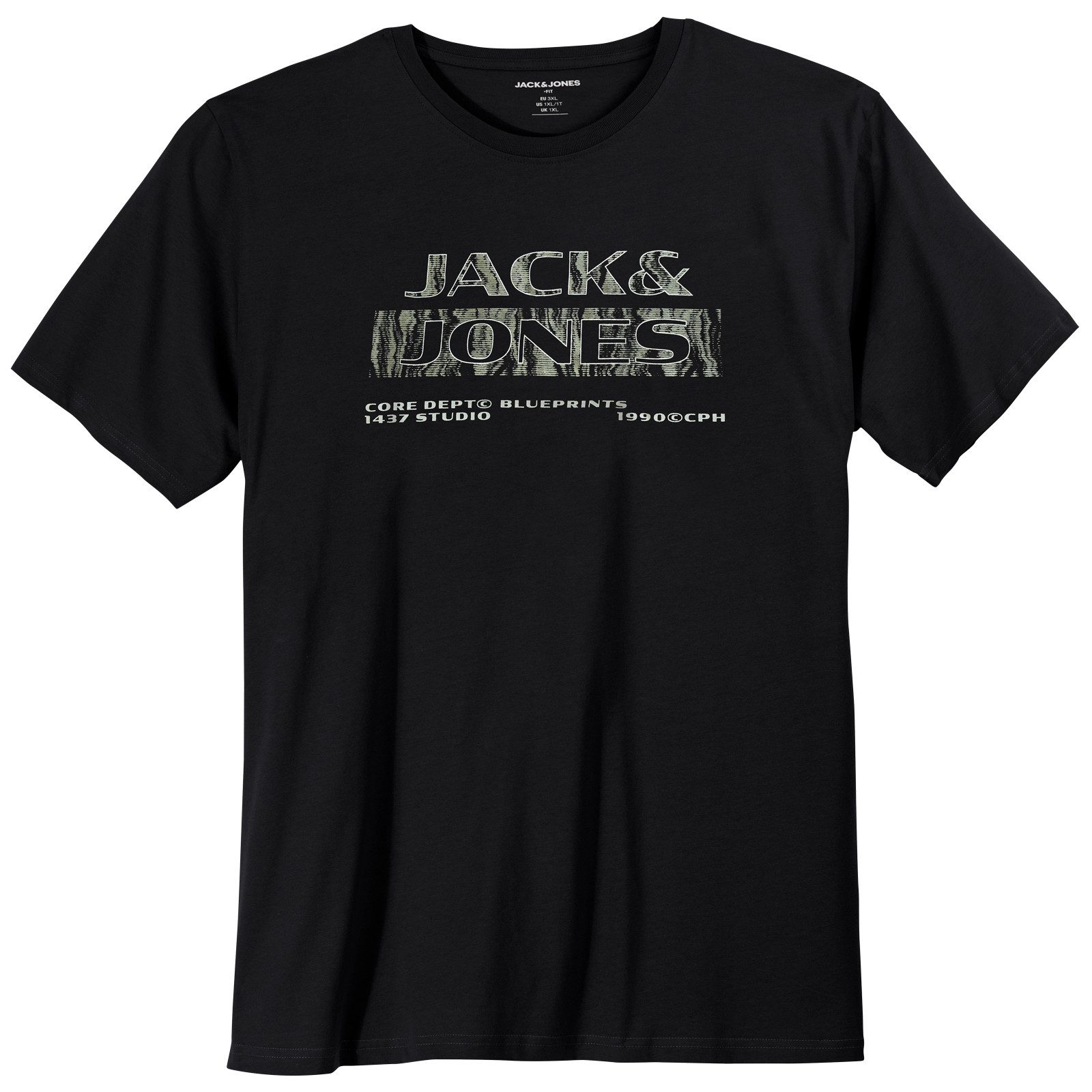 Jack & Jones Rundhalsshirt Jack&Jones T-Shirt schwarz XXL Print JCOSTANCE günstig online kaufen