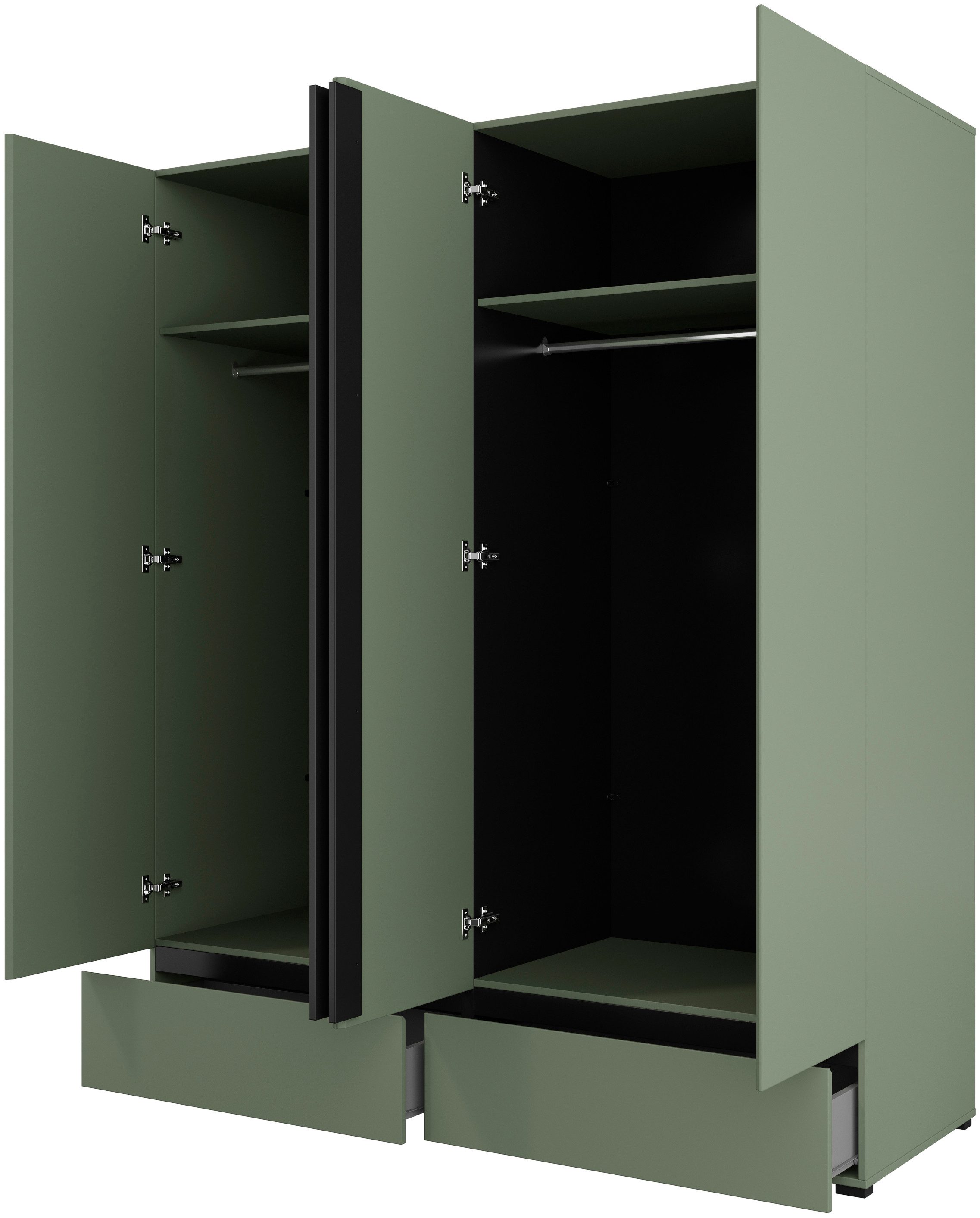 OTTO home Kleiderschrank Cross, moderner griffloser Kleiderschrank Wäscheschrank mit Schublade, Garderobe, Türen
