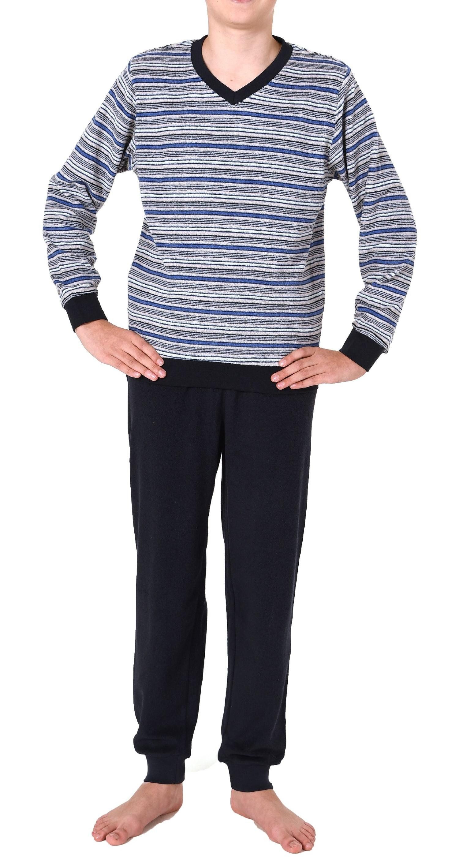 Normann Pyjama Warmer Jungen Frottee Pyjama langarm Schlafanzug mit Bündchen