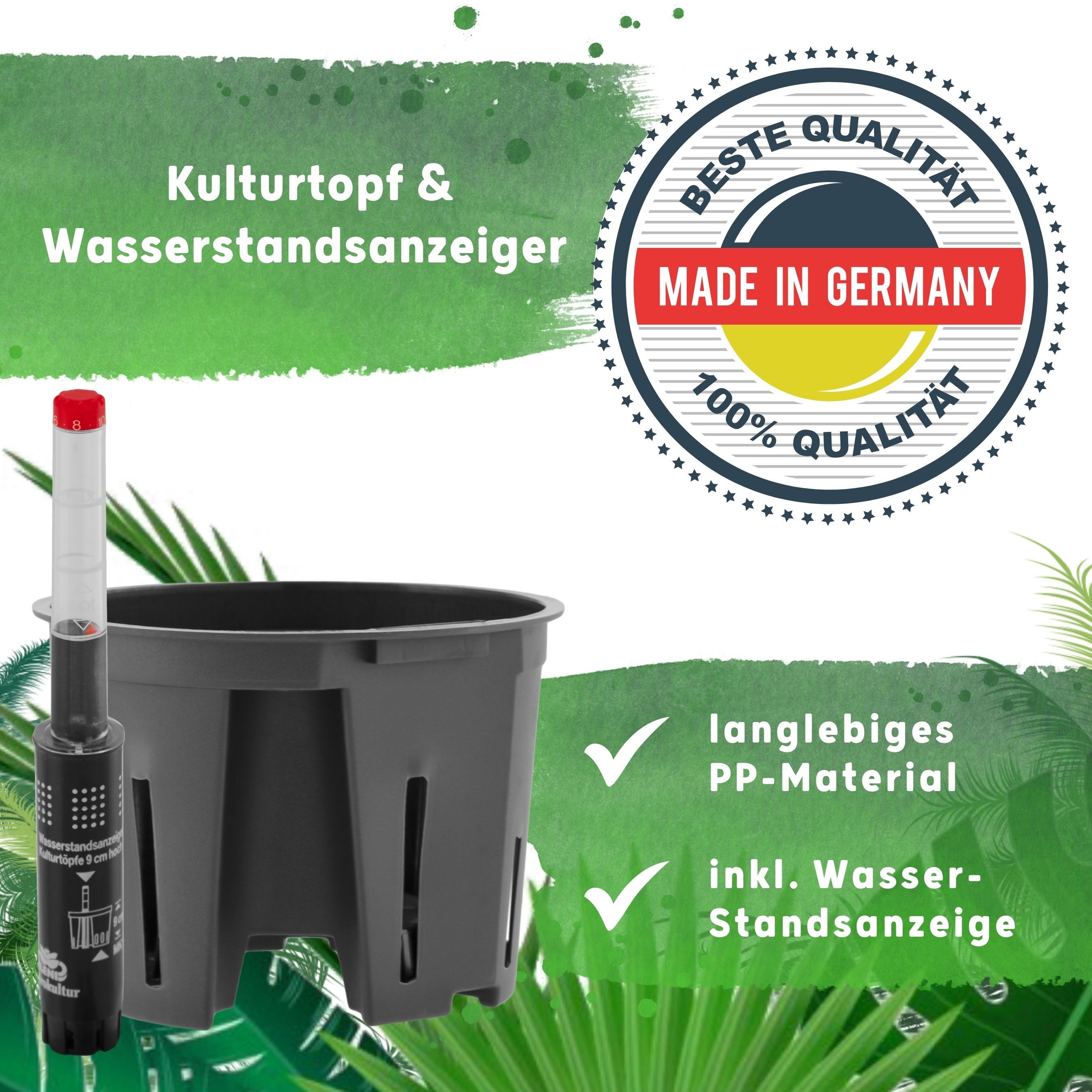 LENI Blumentopf Atlas Blumentopf Kunststoff matt 11/09 Hydro-Komplettset 4er-Pack Weiß (Hydrokultur-Set, Übertopf, Kulturtopf, Gießanzeige, Substrat vorgedüngt, – Bild 3 von 5
