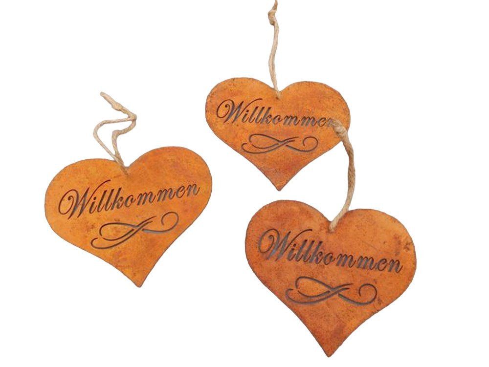 Rustikales Willkommens-Herz Aus Eisen – Mit Band, Ca. 25x25 Cm, Perfekt Für Garten Oder Haustür