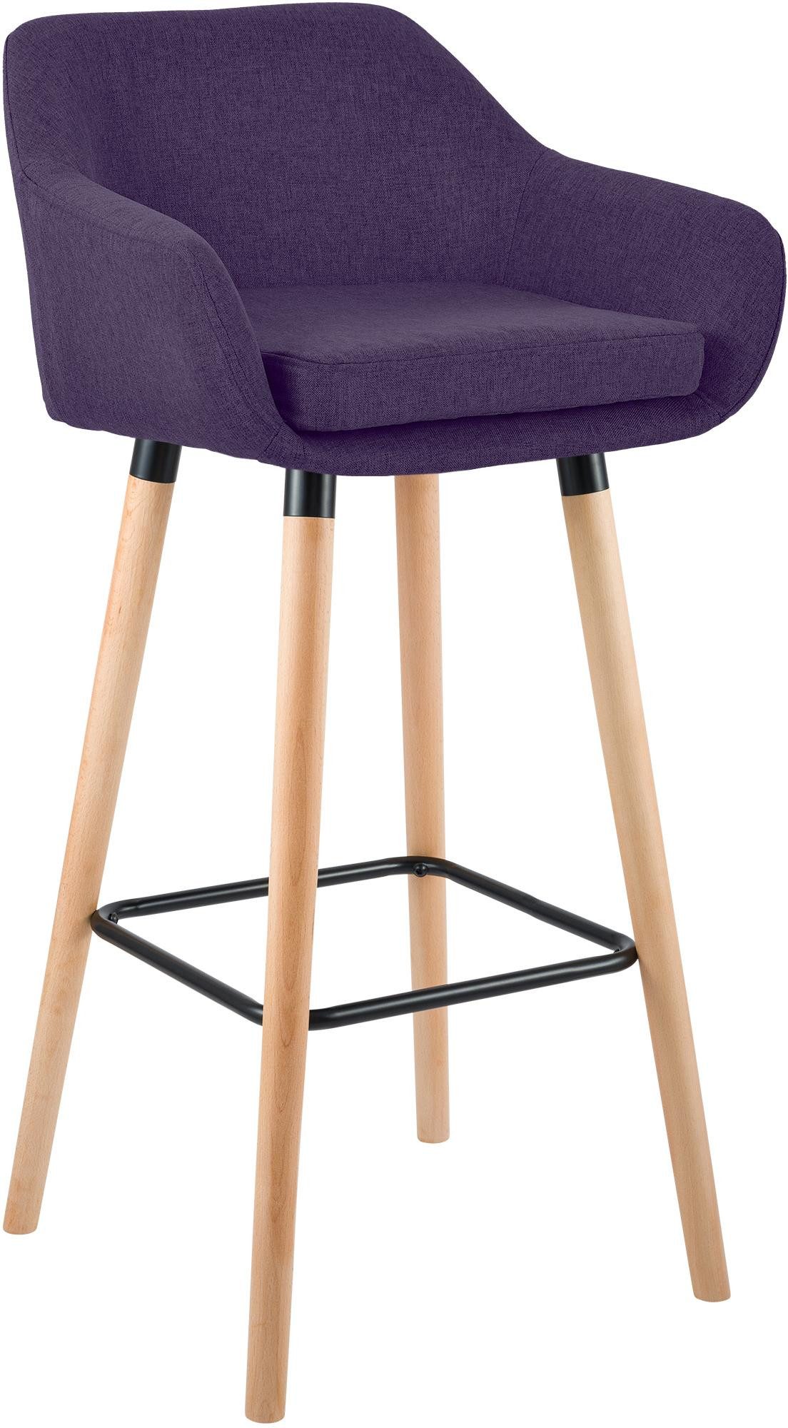 furnicato Barhocker Grant 99x55x37 cm lila (1 St), Gepolsterter Küchenhocker mit Fußstütze und Rückenlehne für die Bar