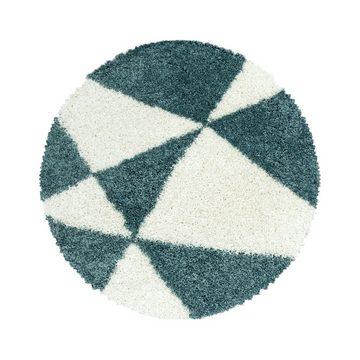 Teppich Geometrisch Design, Teppium, Rechteckig, Höhe: 30 mm, Teppich Blau, Geometrisch Design Flauschig Shaggy Teppich Wohnzimmer