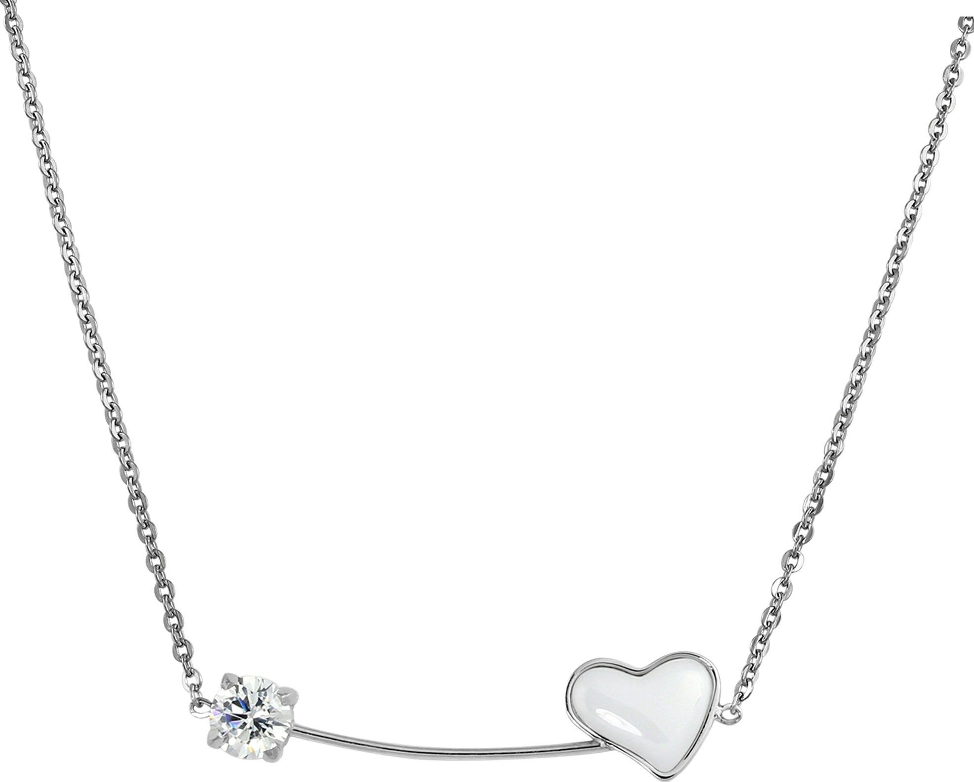 Amello Edelstahlkette Amello Herz Halskette silber weiß (Halskette), Damen Halsketten (Herz) aus Edelstahl (Stainless Steel) | Ketten ohne Anhänger