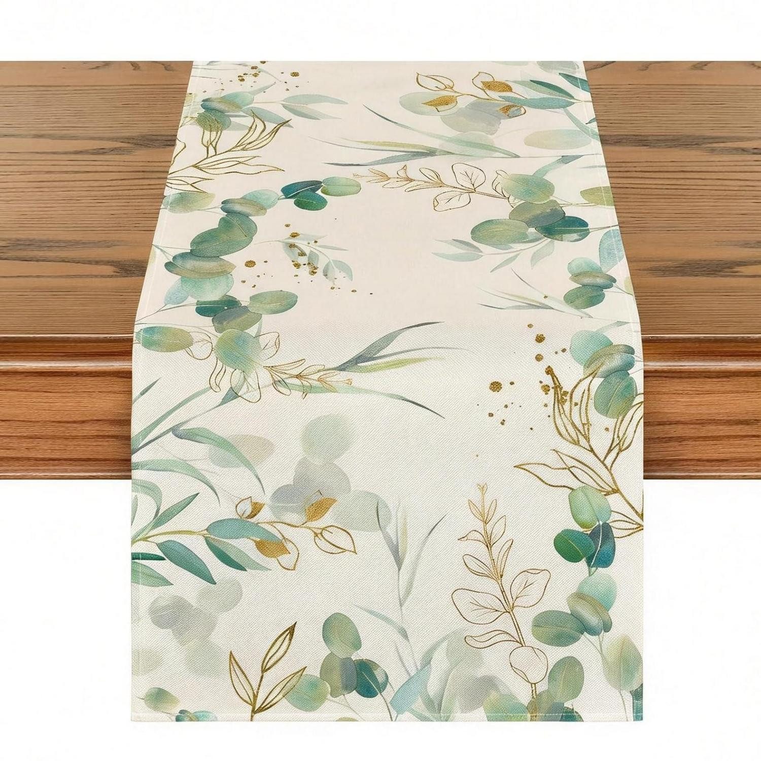 LuxusKollektion Tischläufer Tischläufer Eukalyptus Grün 183x33cm (1-tlg)