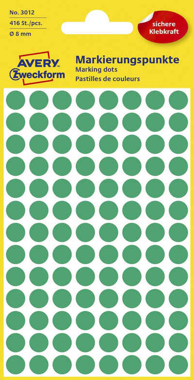 Avery Zweckform Etiketten AVERY Zweckform Markierungspunkte, Durchm. 8 mm, grün