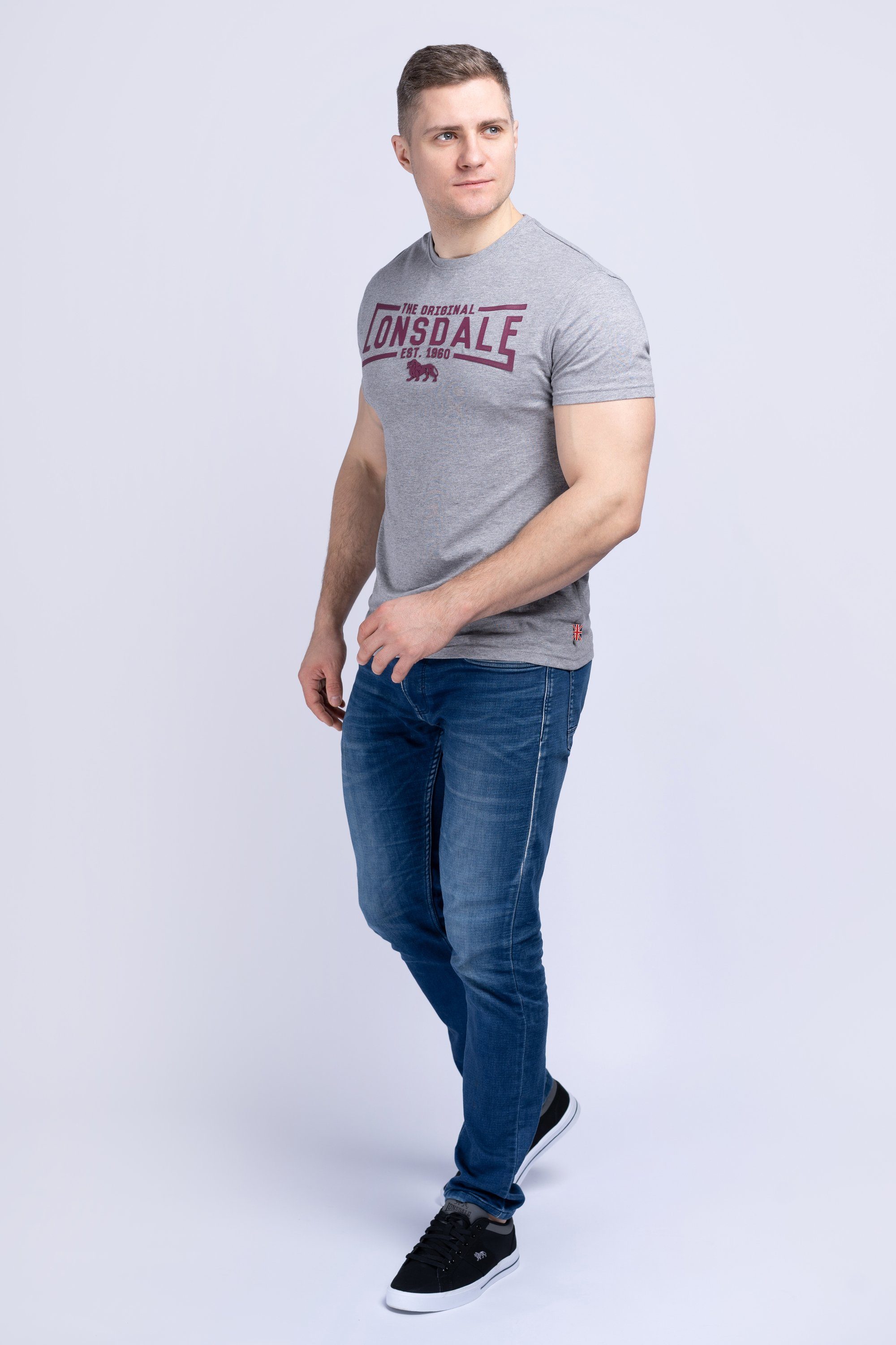 Lonsdale T-Shirt NYBSTER Marl Grey/Oxblood