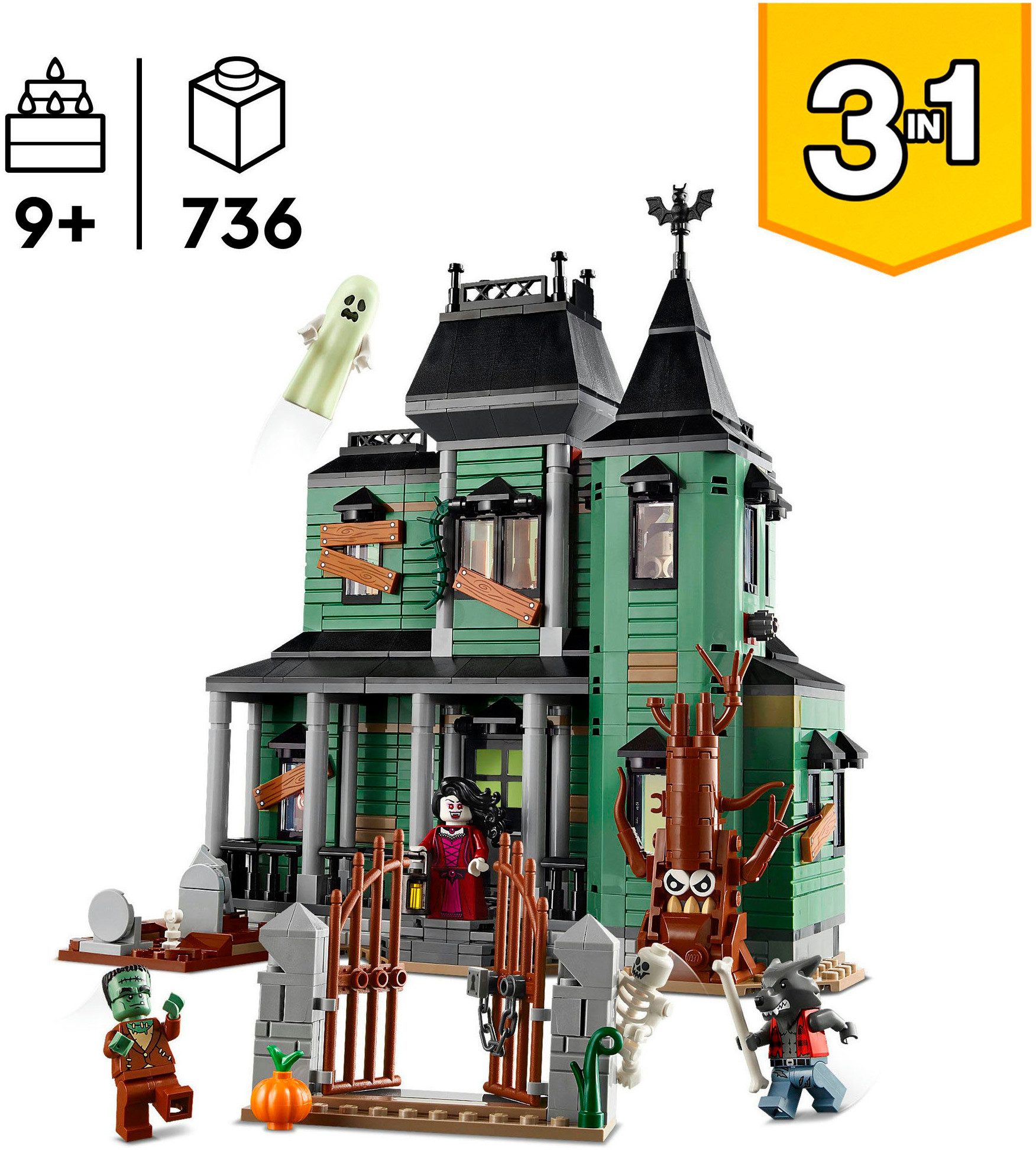 LEGO® Geisterhaus (31167), LEGO Creator Konstruktionsspielsteine, (736 St), Made in Europe