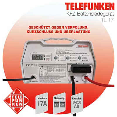 Telefunken Telefunken KFZ-Batterieladegerät TL 17 Autobatterie-Ladegerät (2,61 mA, Schutz gegen Kurzschluss Überlastung, autom. Batterietyperkennung)
