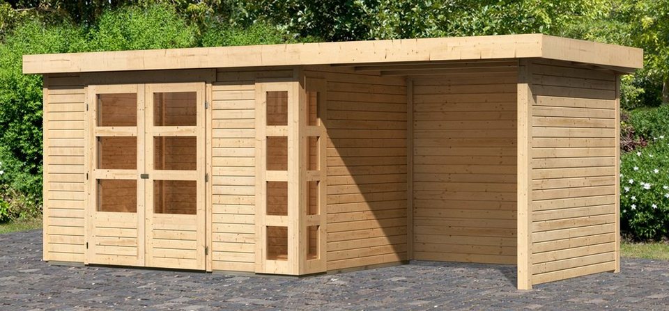 Karibu Gartenhaus Kerko 4, BxT: 554x238 cm, (Set), Einfaches Steck-  Schraubsystem, mit Flachdach