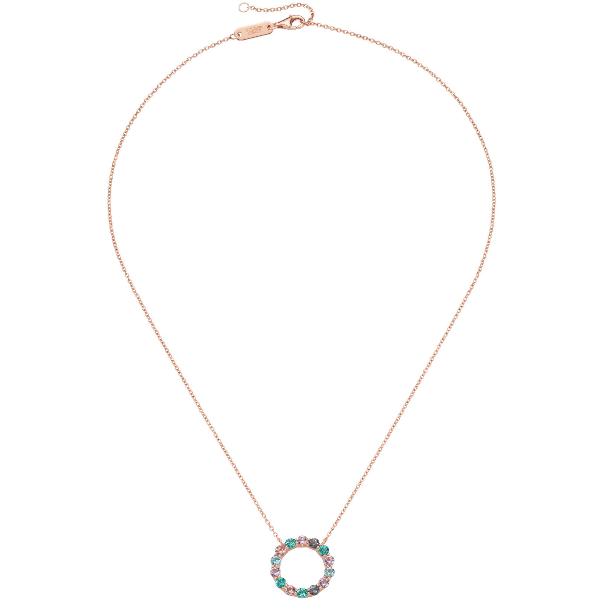 GIORGIO MARTELLO MILANO Collier mit synth. Rubin, Saphir und Kristallsteinen, Silber 925