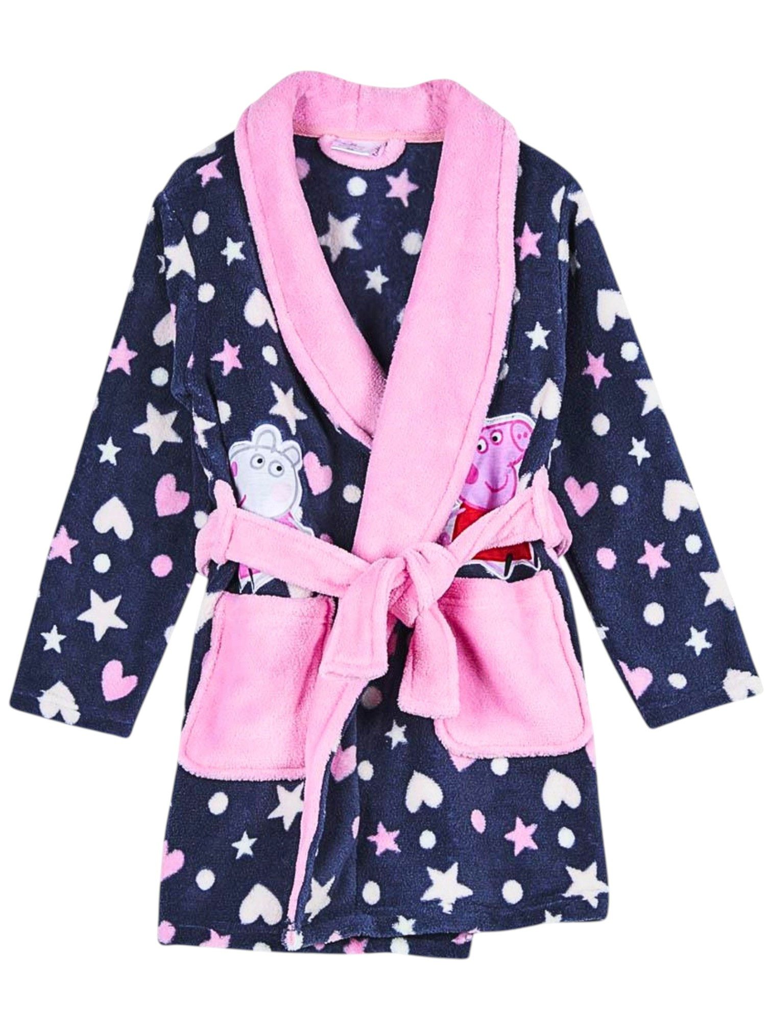 Cerdá Kinderbademantel Peppa Pig, Fleece, V-Ausschnitt, Bindegürtel, Mädchen Morgenmantel Gr. 92-116 cm