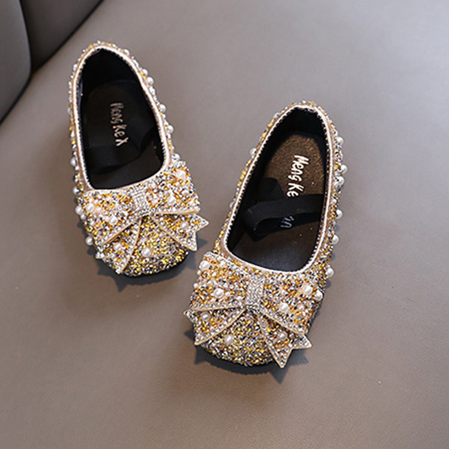 Prinzessin Gold Flache Schleifeschuhe Ballerinas Partys Mädchen Daisred Hochzeiten Ballerina