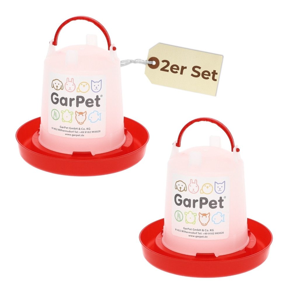 GarPet Wasserspender 2er Set Hühnertränke 0,75 L Geflügeltränke Wasserspender Kükentränke 0.75 l