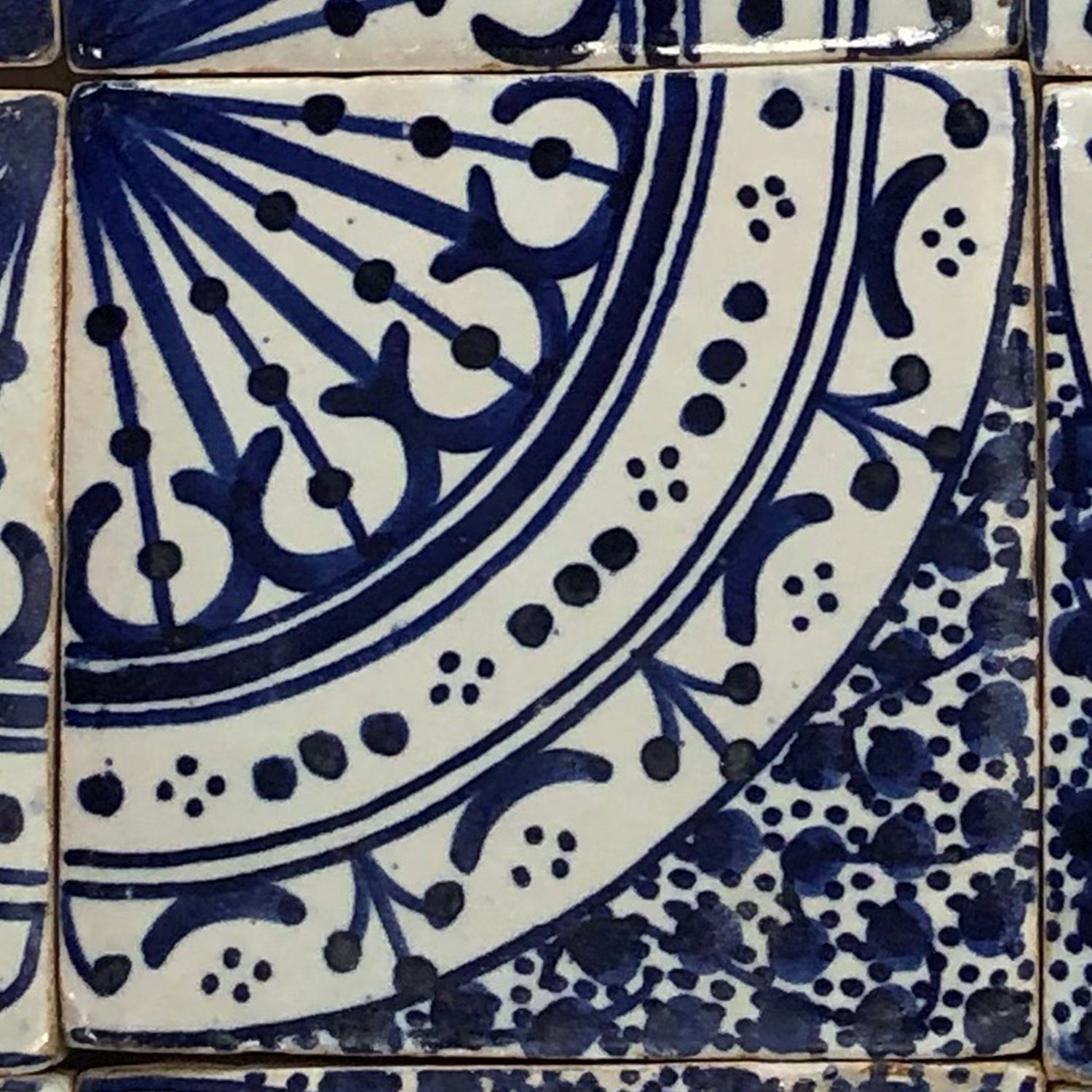 Casa Moro Wandfliese Handbemalte Fliesen – Orientalische Keramikfliese blau weiß, Keramik 10x10, 4er-Set, Kunsthandwerk aus Marokko