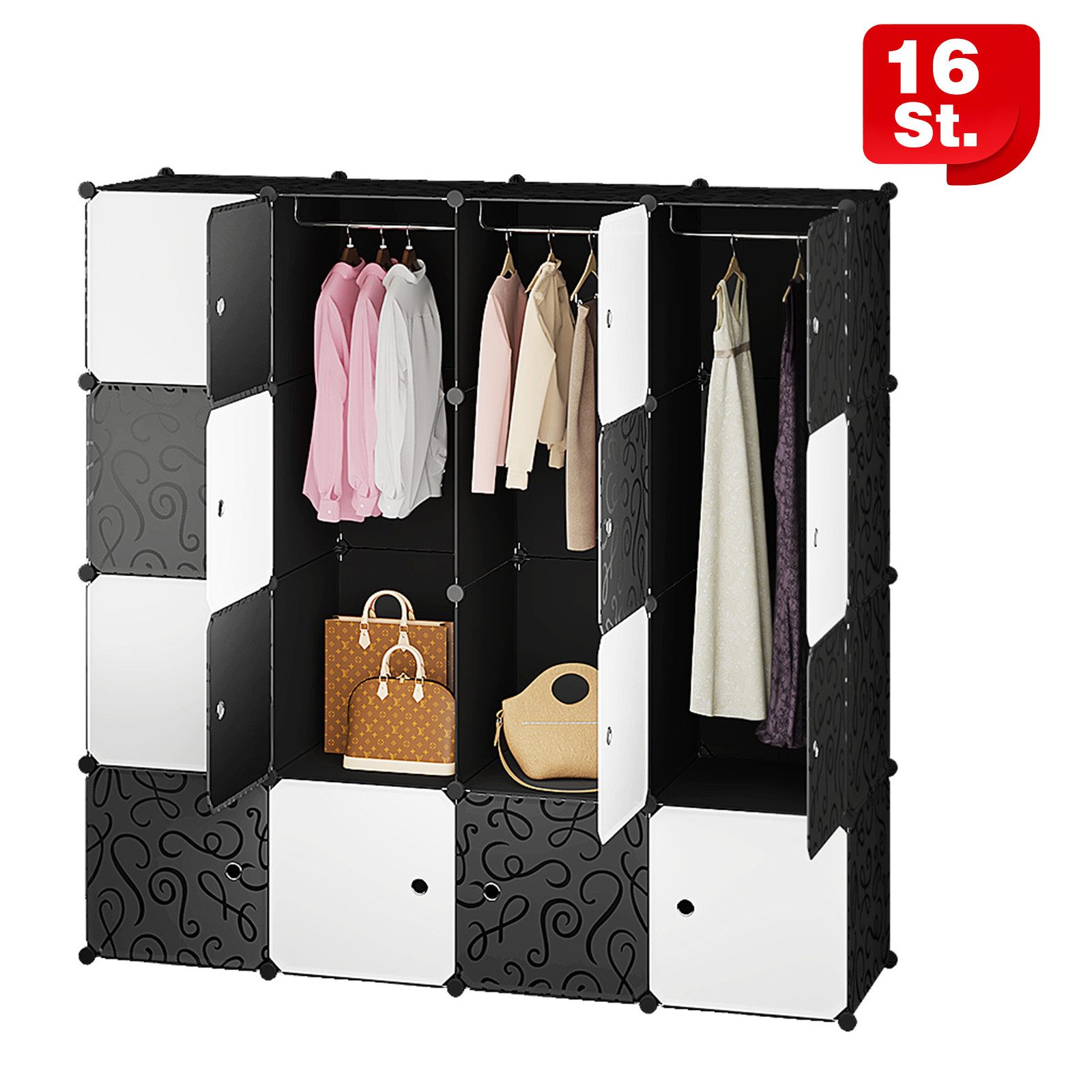 Bellavio Kleiderschrank 16 Fächer Würfel Schrank günstig online kaufen