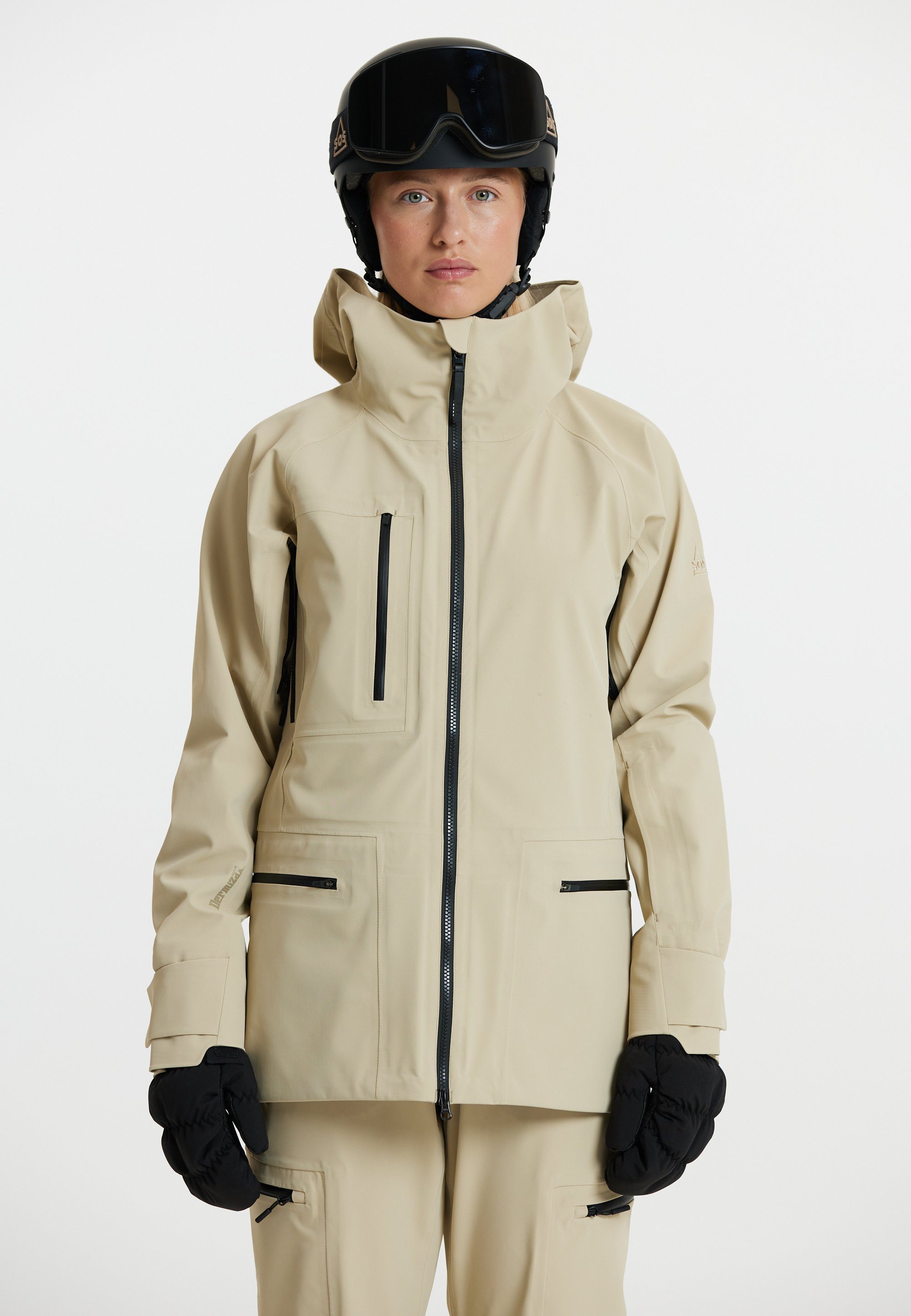 SOS Skijacke Lipno in wetterfester Qualität mit geradlinigem Design hellbeige