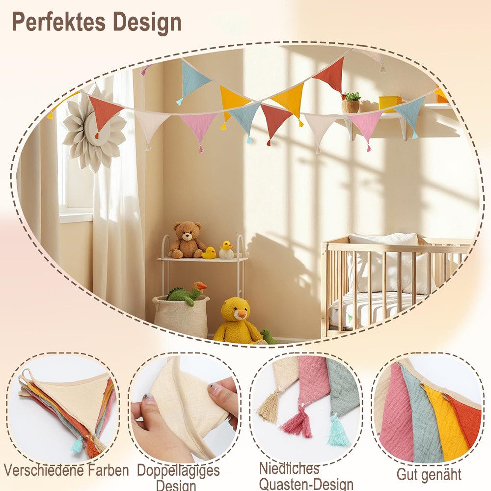 CLTYQ Wimpelkette Girlande Wimpelkette Kinderzimmer,Deko zum Aufhängen, Mädchen&Jungen Kinderzimmer Deko für Hausbett, Babybett & Kinderbett – Bild 5 von 5