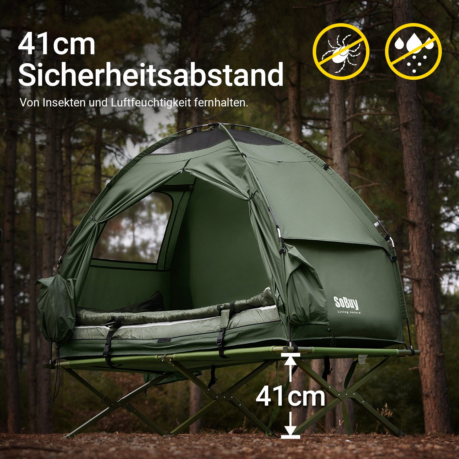SoBuy 4in1-Zelt mit Campingliege Metall Oxford-Nylon Grau OGS32-HG günstig online kaufen