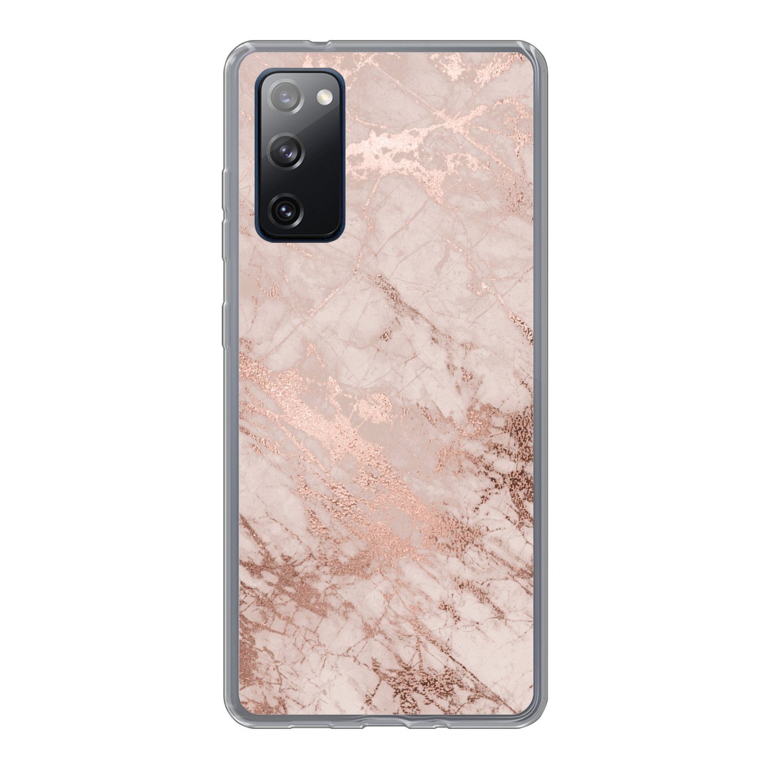 MuchoWow Handyhülle für Samsung Galaxy S20 FE Marmor - Rosa - Luxus - Marmoroptik - Glitze, Phone Case, Silikon, Schutzhülle Dünn