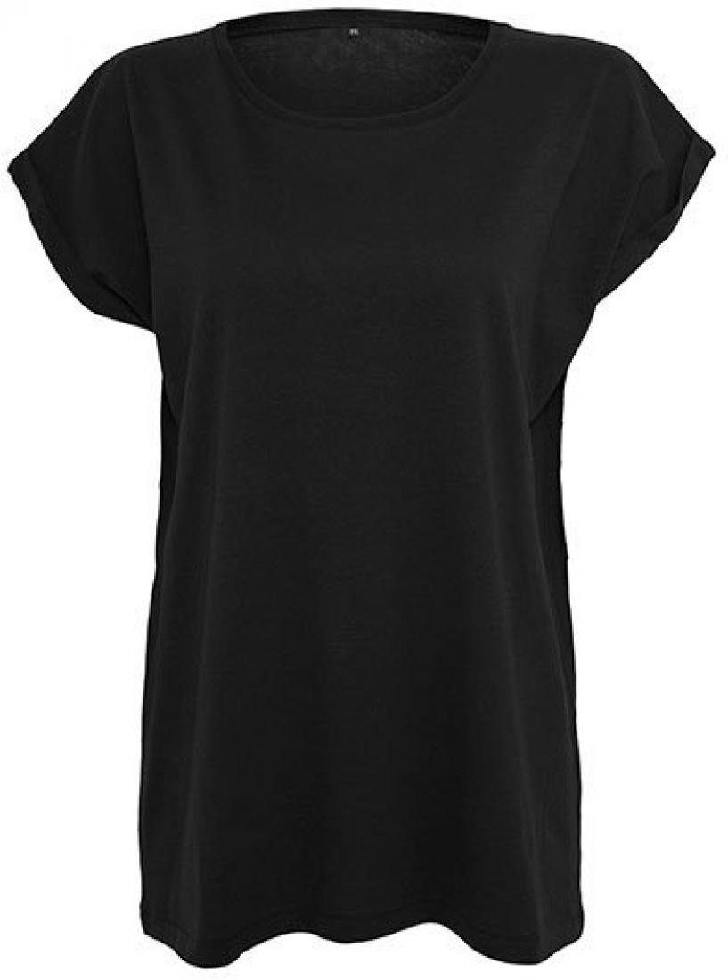 Build Your Brand Rundhalsshirt Damen T-Shirt Ladies Shoulder Extended