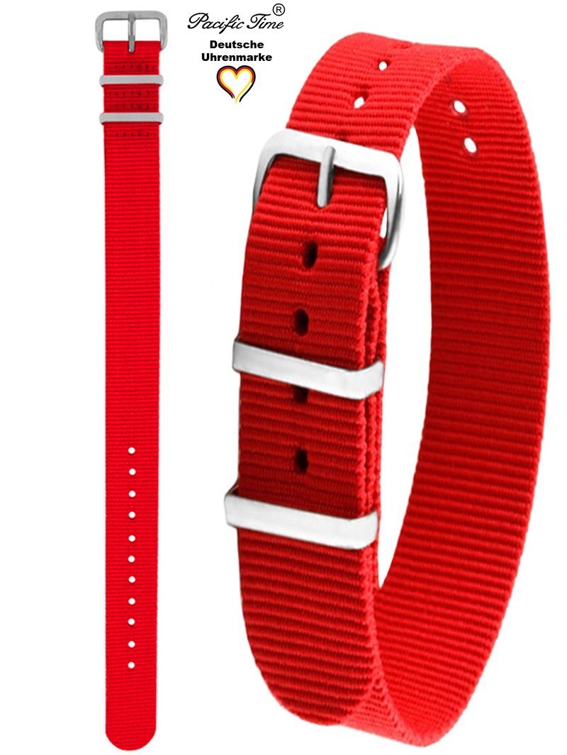 rot Pacific Versand Nylon Gratis Textil 16mm, Time Uhrenarmband Wechselarmband