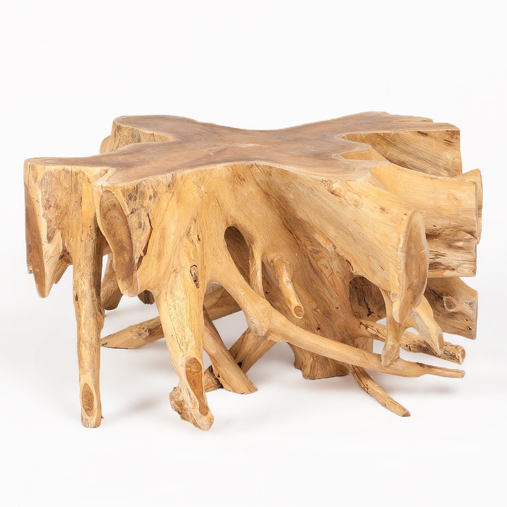 LebensWohnArt Couchtisch Unikat Teak Couchtisch AKAR Natural ca.80cm Natural Beistelltisch