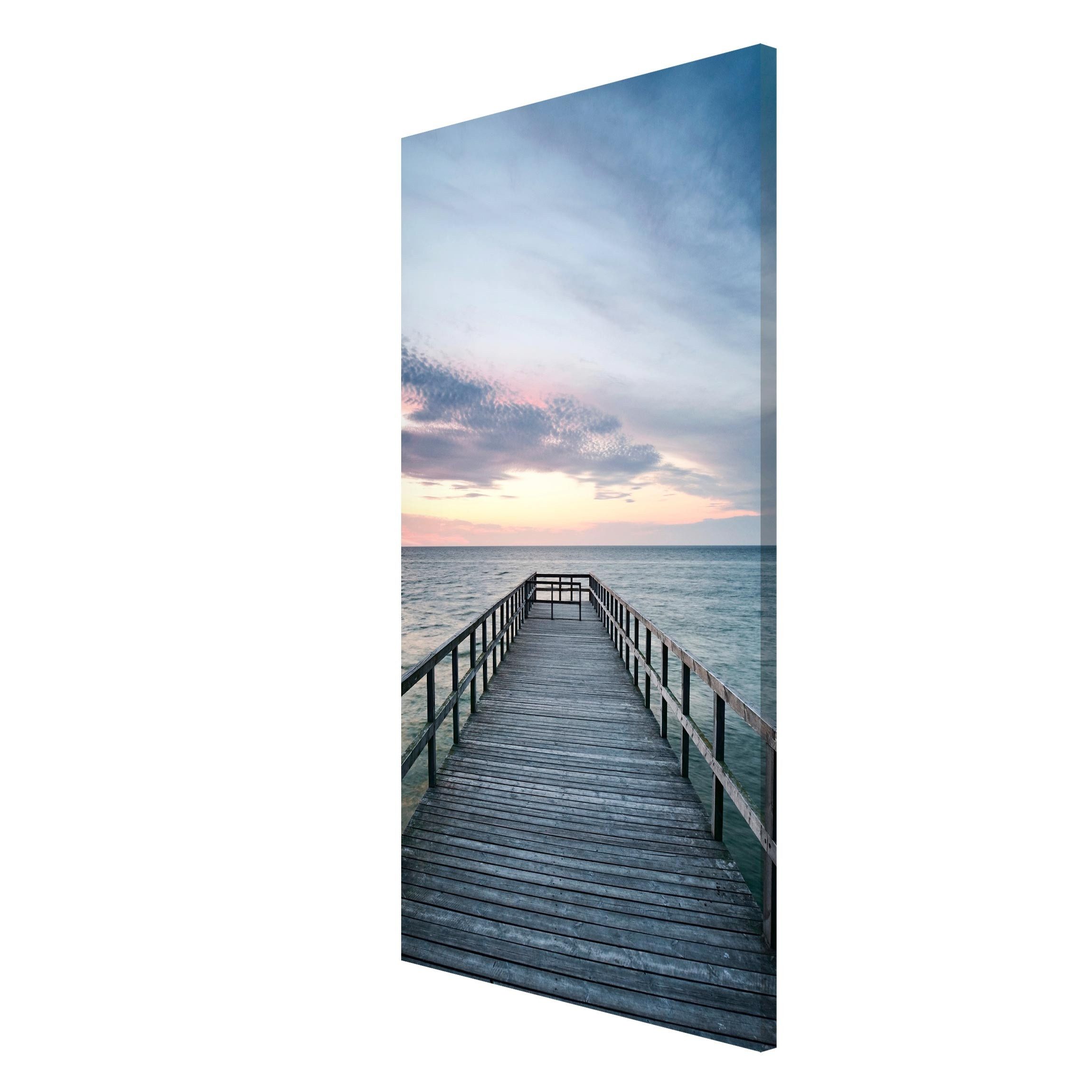 Bilderdepot24 Magnettafel Küche blau Steg Promenade, (1-tlg., Magnetboard Pinnwand für die Wand - metallische Tafel für Magnete), Magnetwand groß mit Motiv Büro Memoboard magnetisch Querformat
