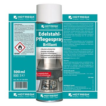 HOTREGA® Edelstahl Pflegespray Brillant Edelstahl- und Aluminiumreiniger 500ml Edelstahlreiniger