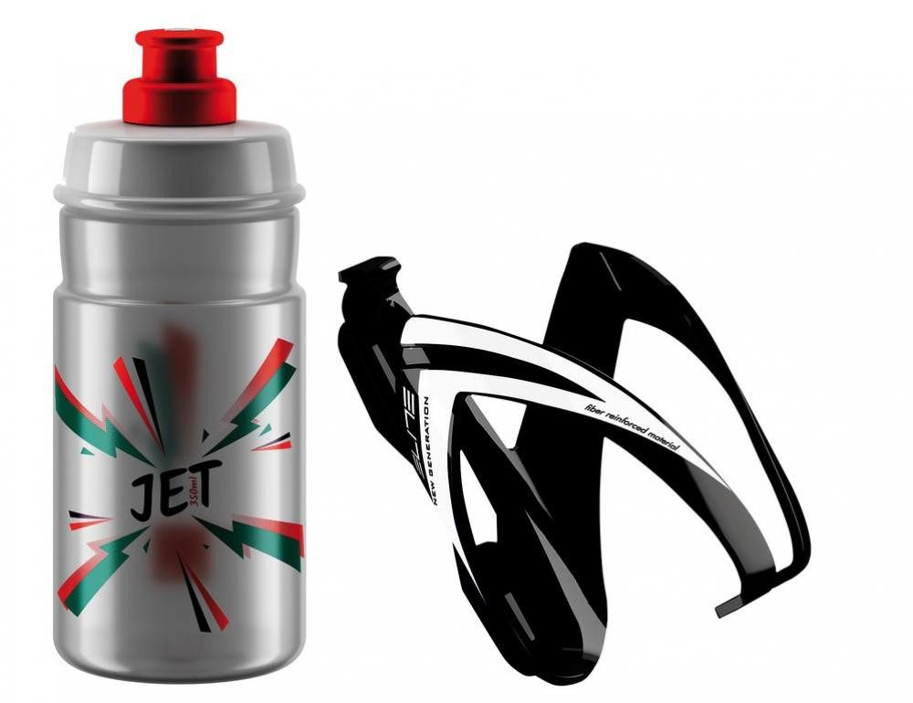 Elite Trinkflasche ELITE Trinkflasche mit Flaschenhalter KIT CEO schwarz und Flasche JET
